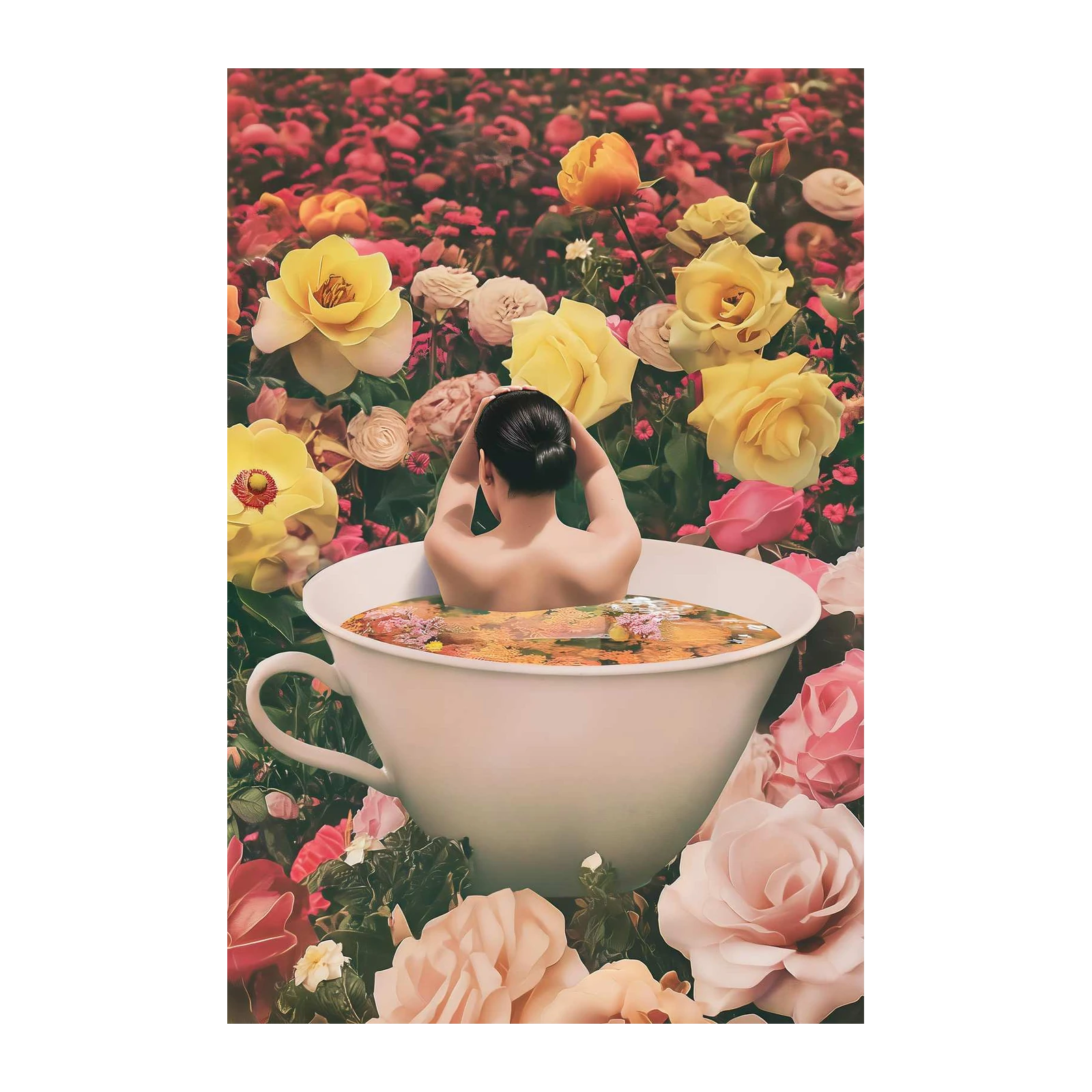 Surreal Floral Tea Bath Wall Art