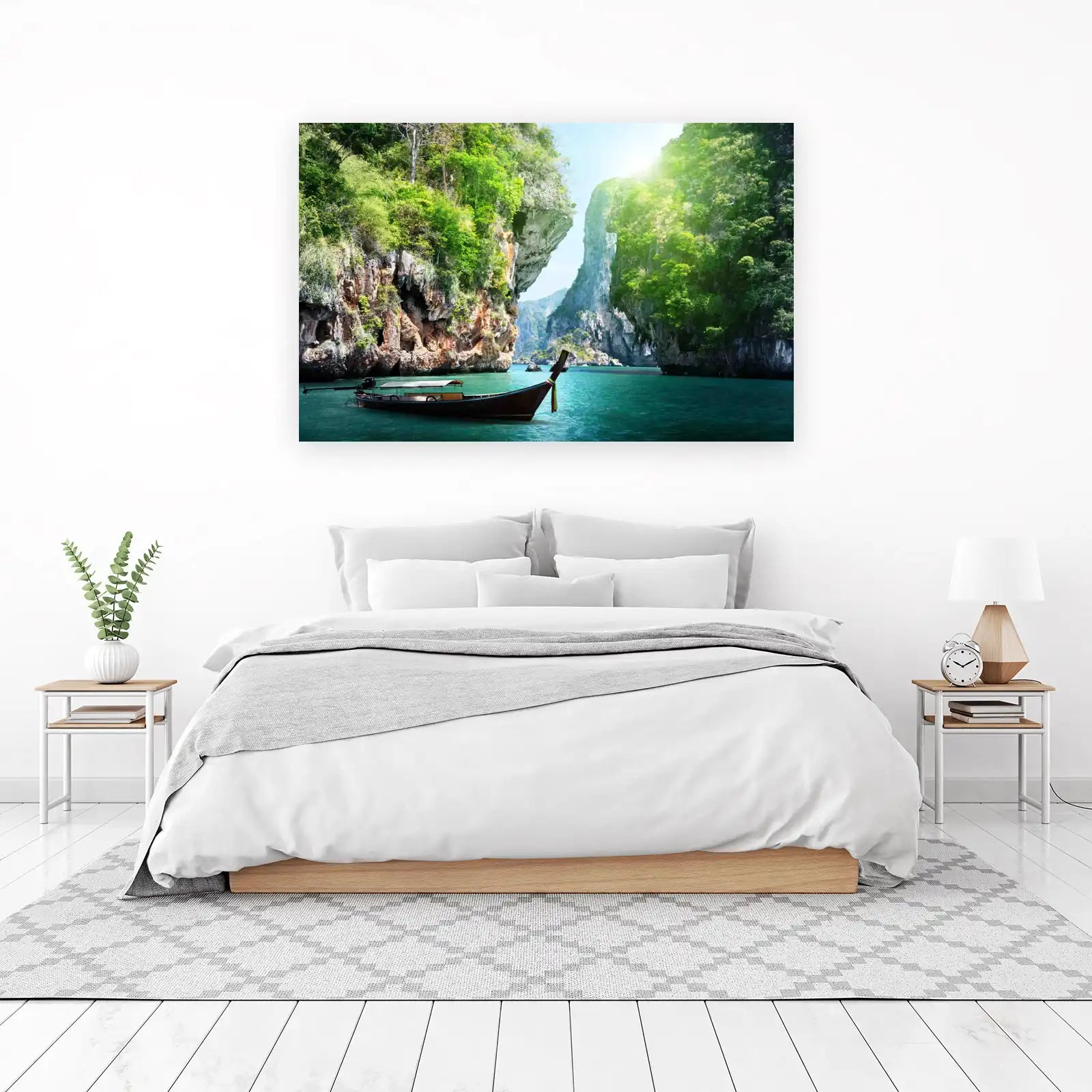 Tropical Island Boat Scenery Wall Art