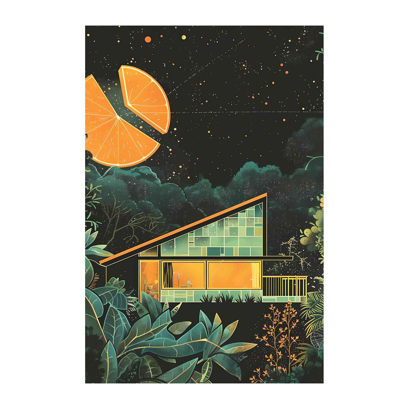 Cosmic Citrus Dream Modern House Wall Art