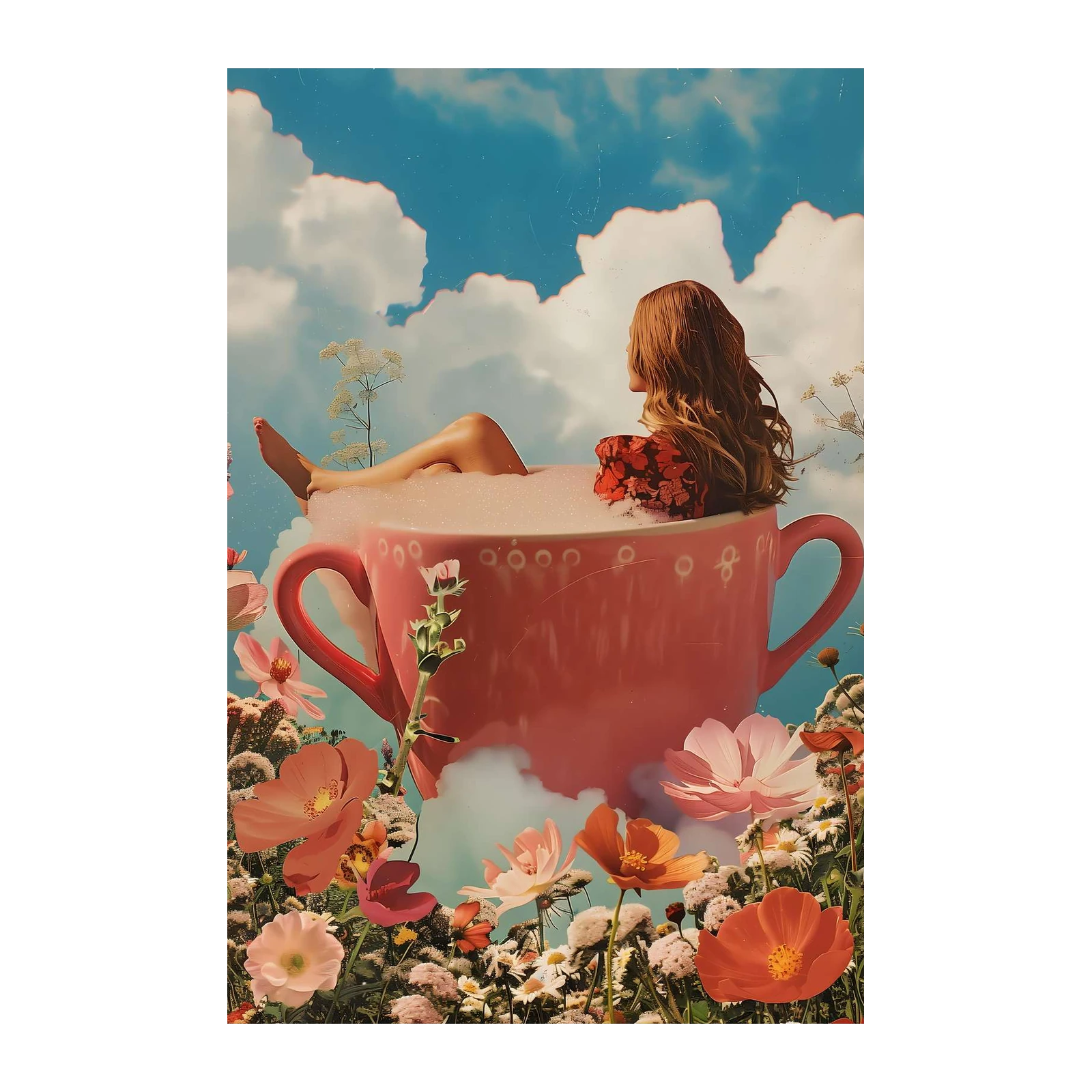 Whimsical Teacup Bath Wall Art | Floral Dream Art