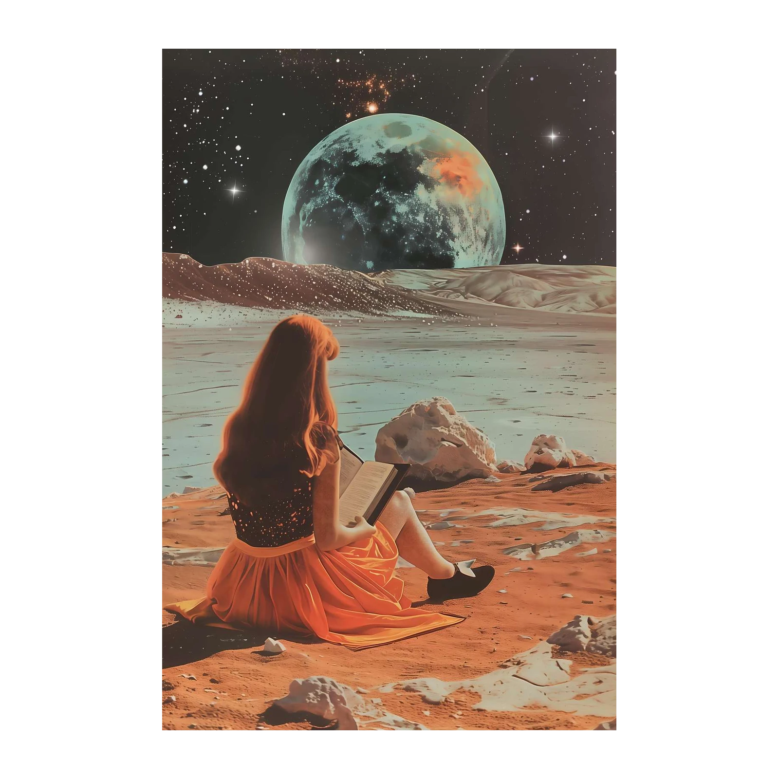 Cosmic Reader Retro Sci-Fi Wall Art