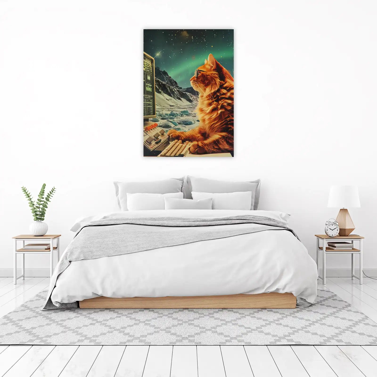 Whimsical Ginger Cat Sci-Fi Art Wall Art