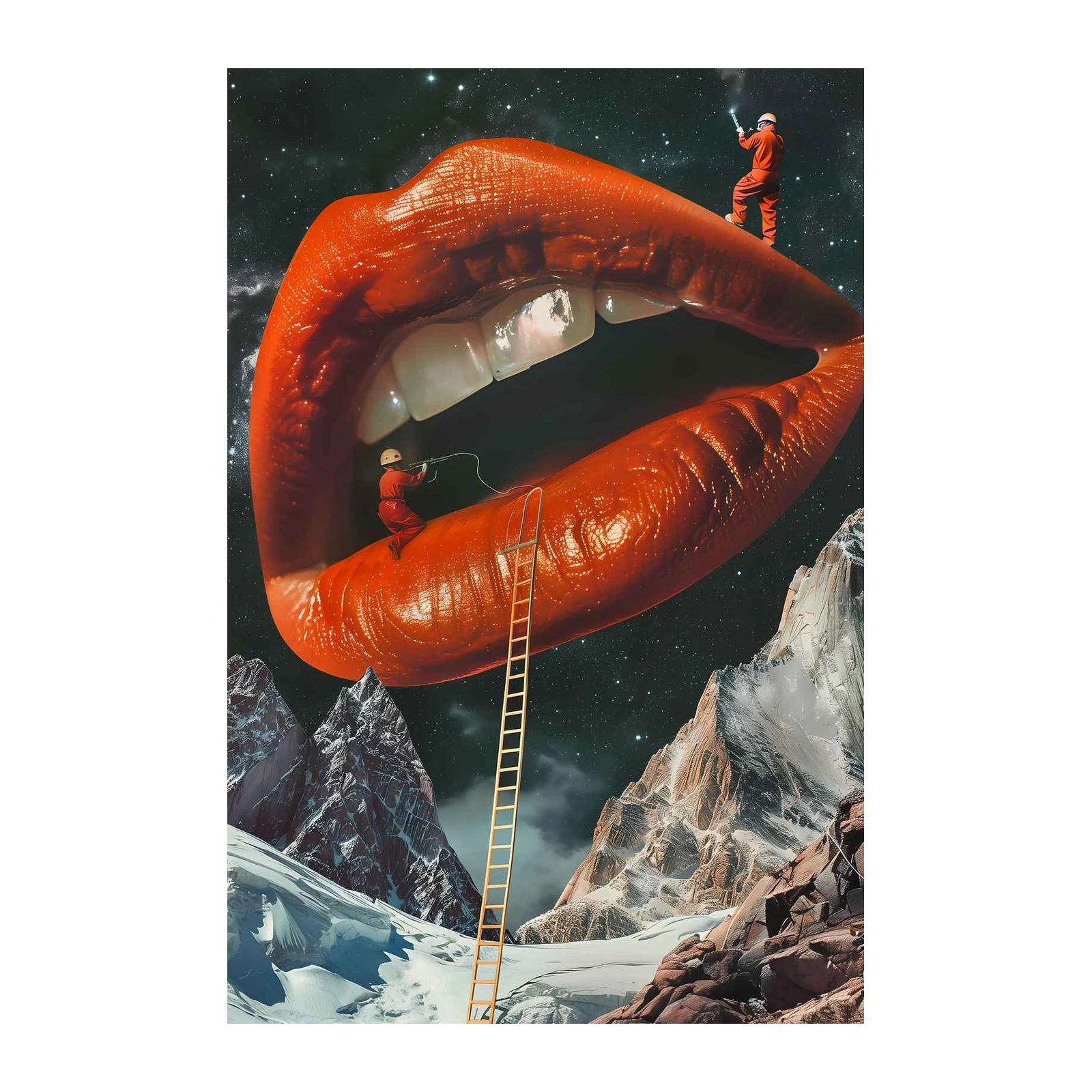 Surreal Lips Mountain Climb Wall Art