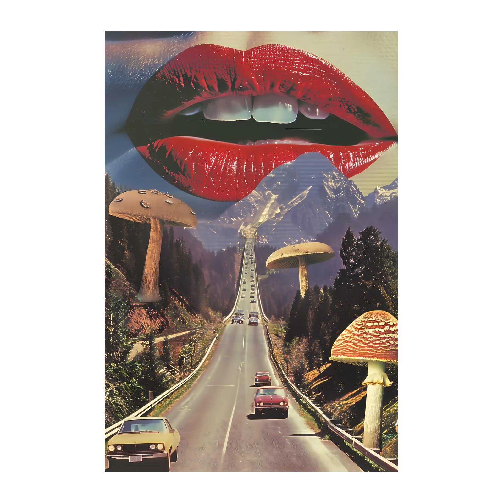 Surreal Mushroom Road Trip Wall Art