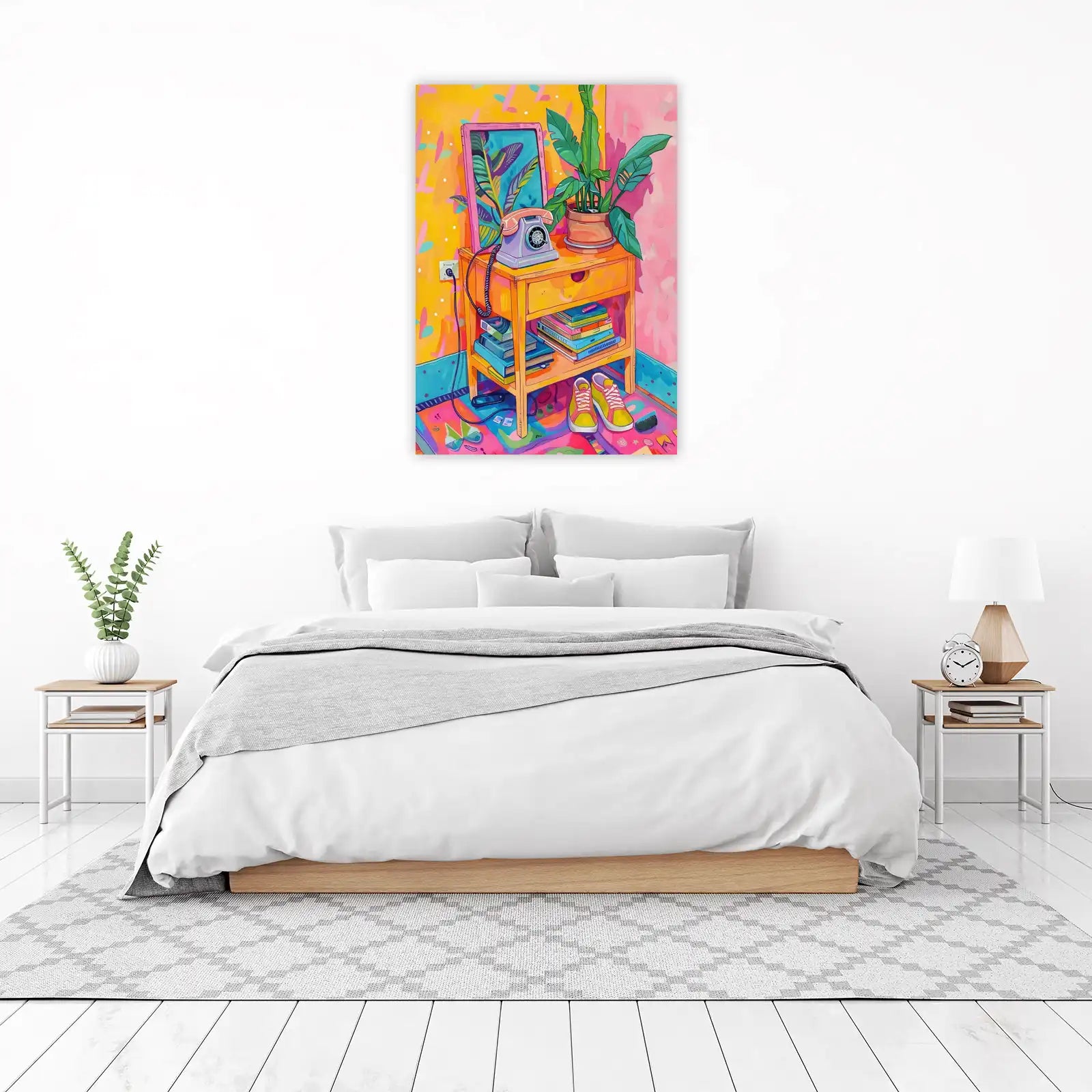 Retro Phone & Plant Pop Art Wall Art
