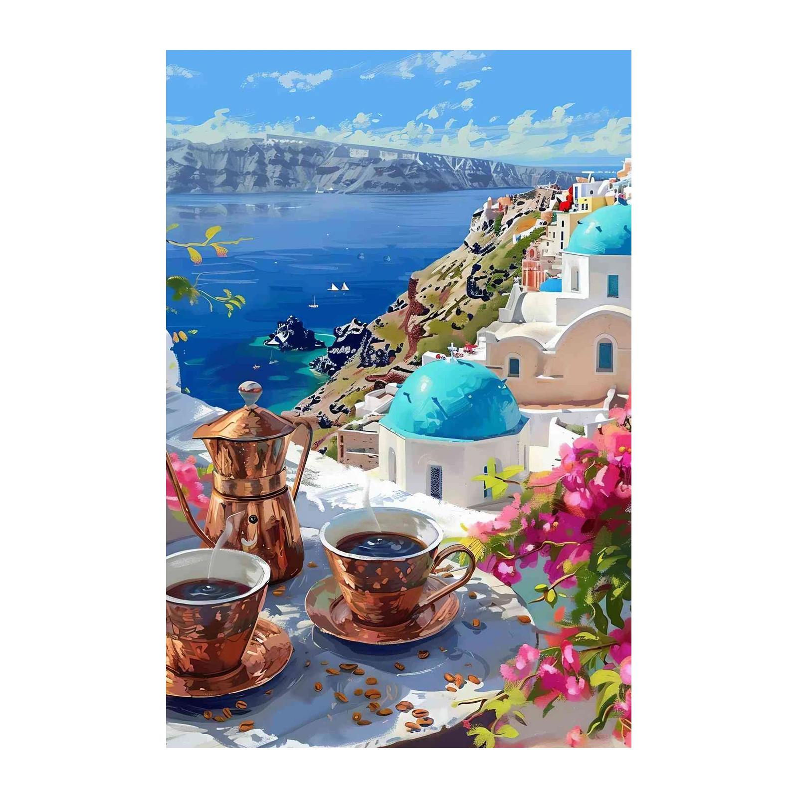 Santorini Morning Coffee Dream Wall Art