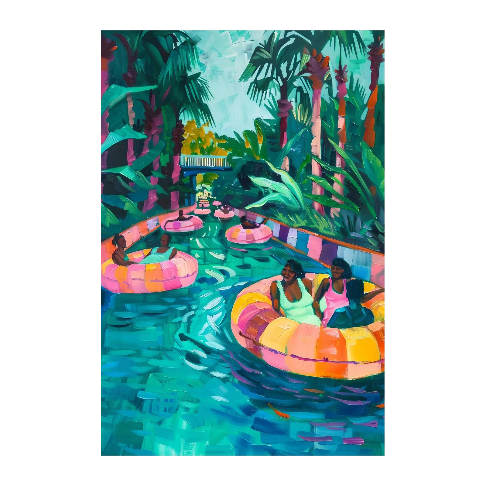 Tropical River Fun Scene Wall Art