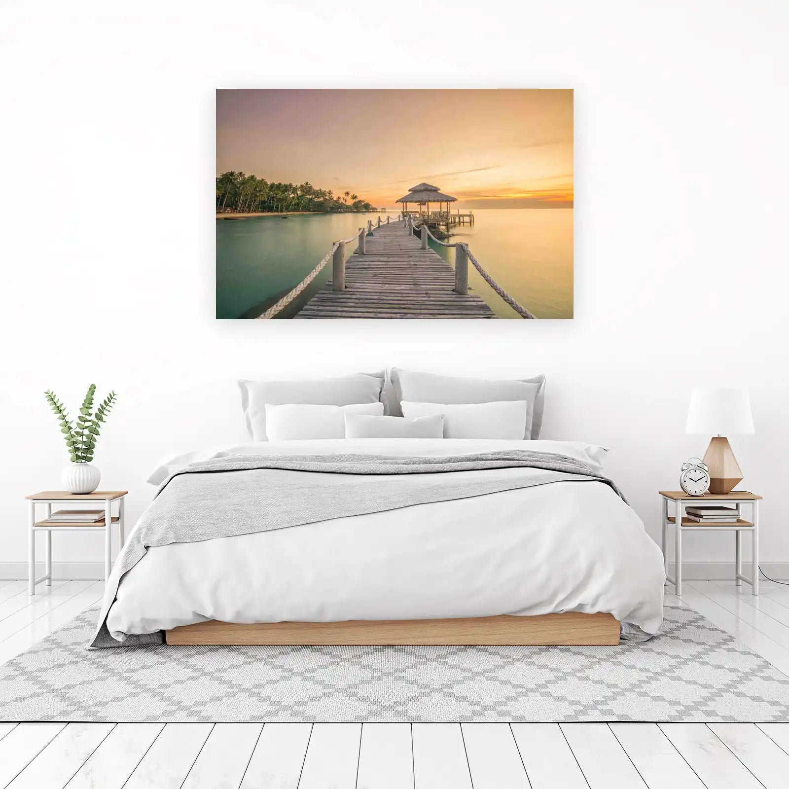 Tranquil Paradise Pier Sunset Wall Art