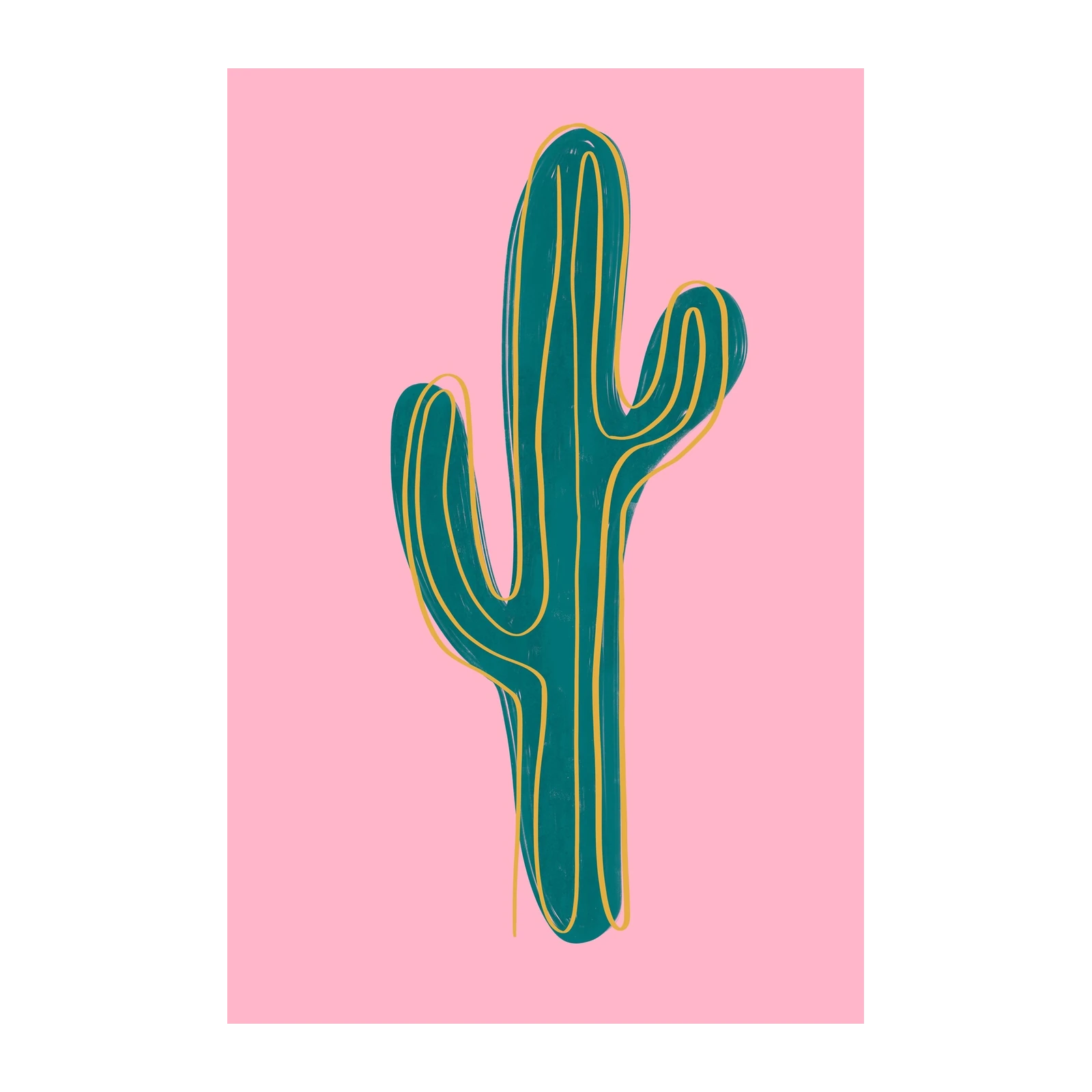 Teal Cactus on Pink Desert Vibes Wall Art
