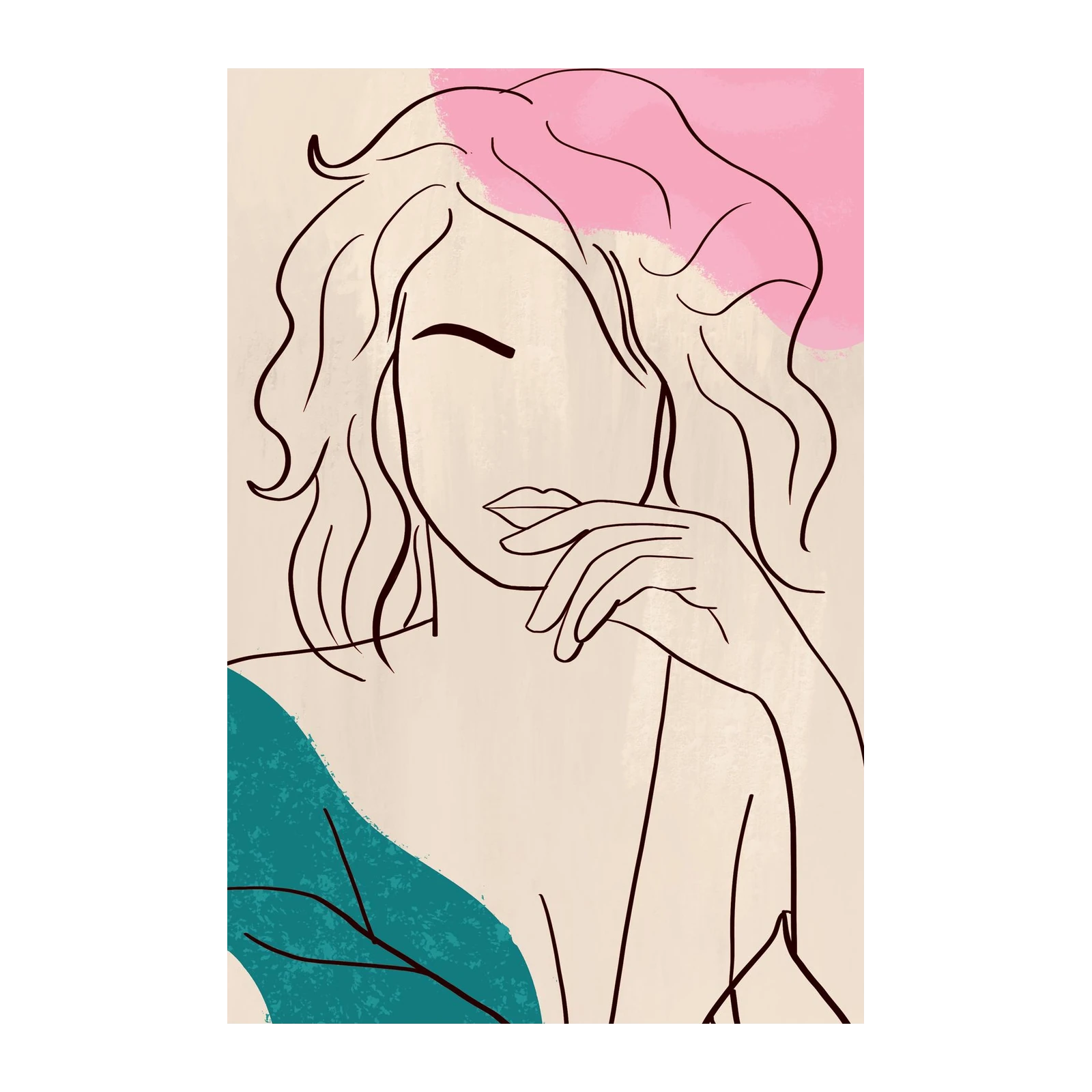 Minimalist Woman Portrait Wall Art - Boho Wall Art