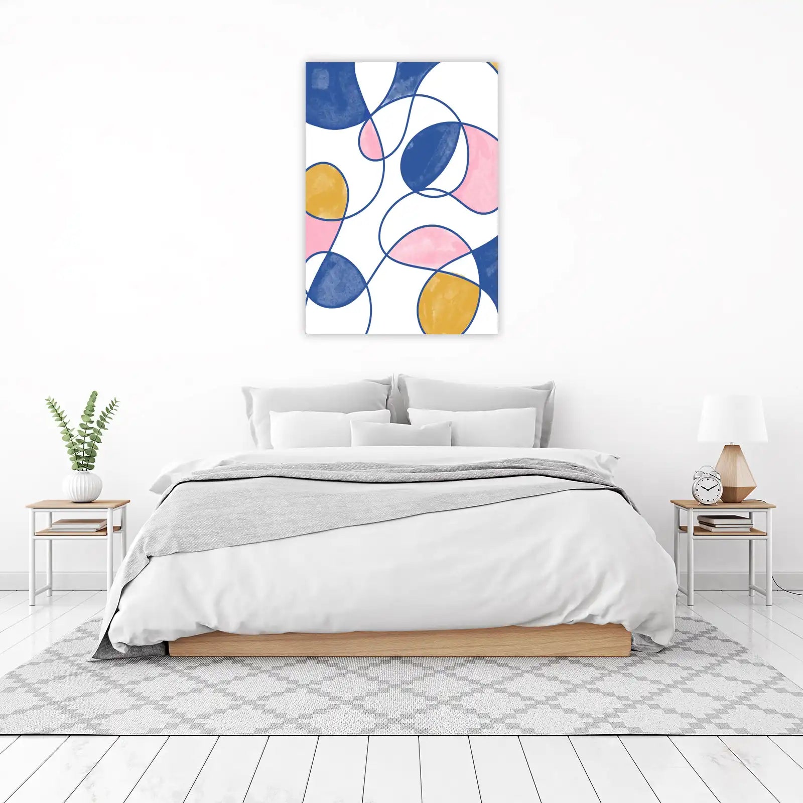 Abstract Blue Pink Gold Geometric Wall Art