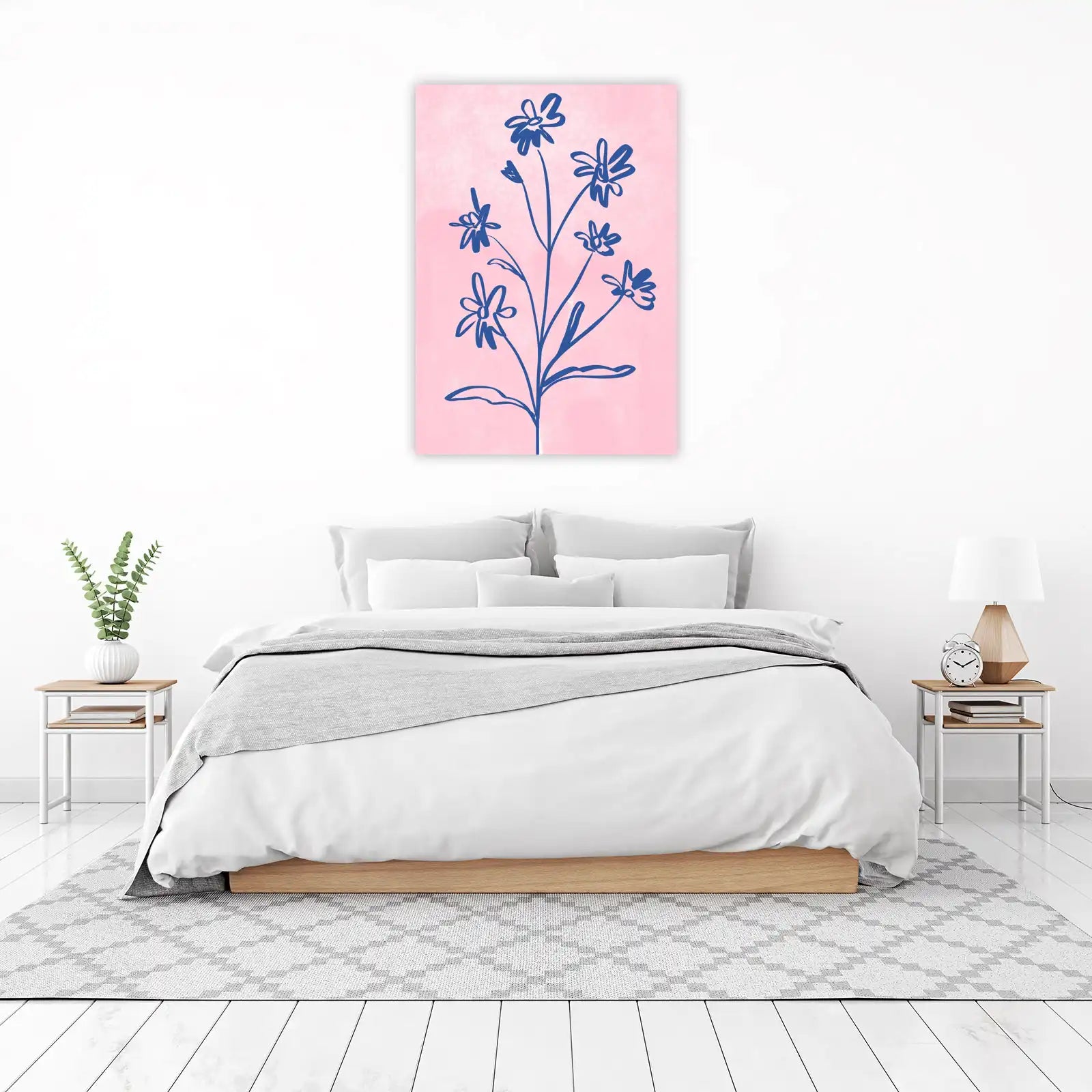 Blue Floral Botanical Sketch Wall Art