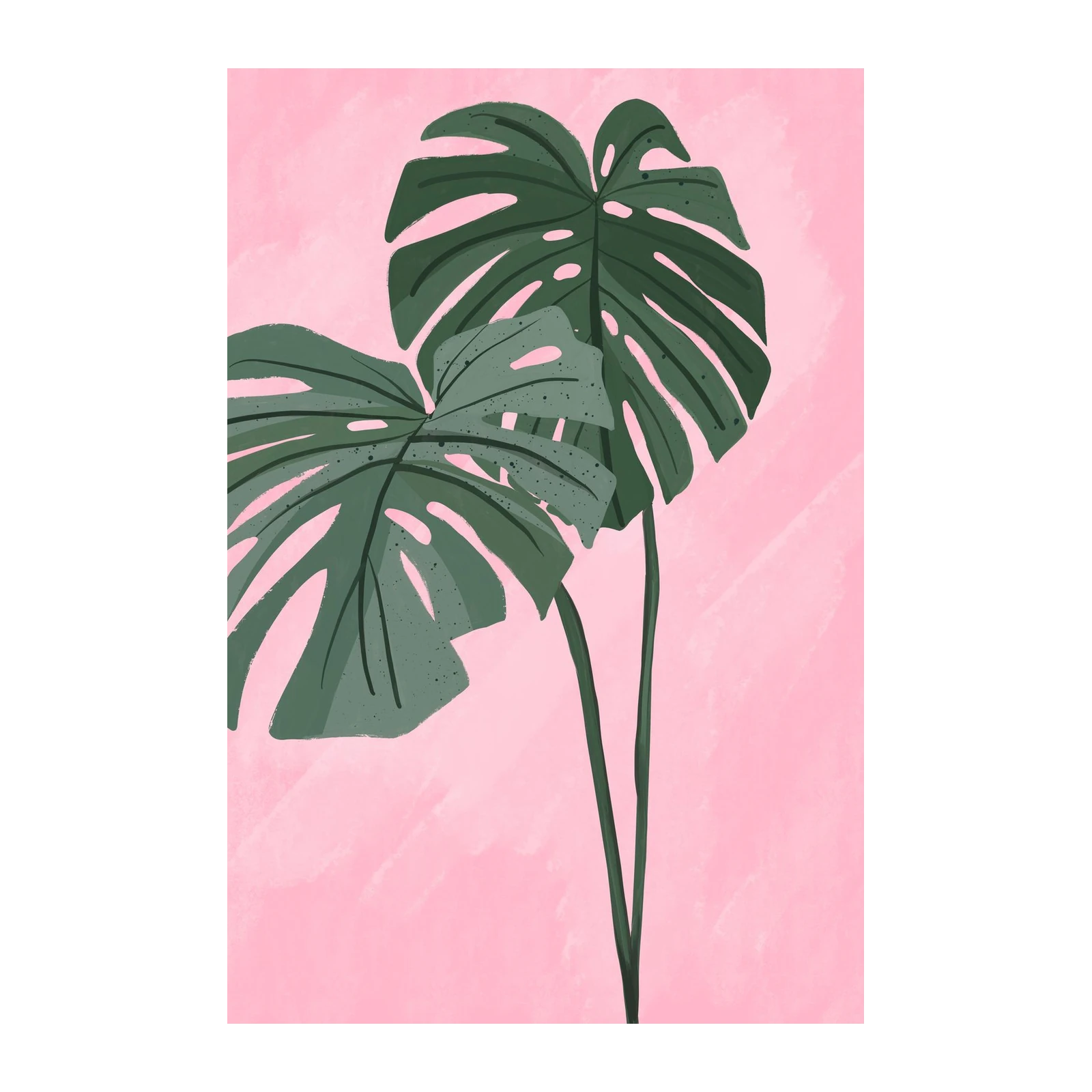Monstera Leaves Pink Tropical Wall Art
