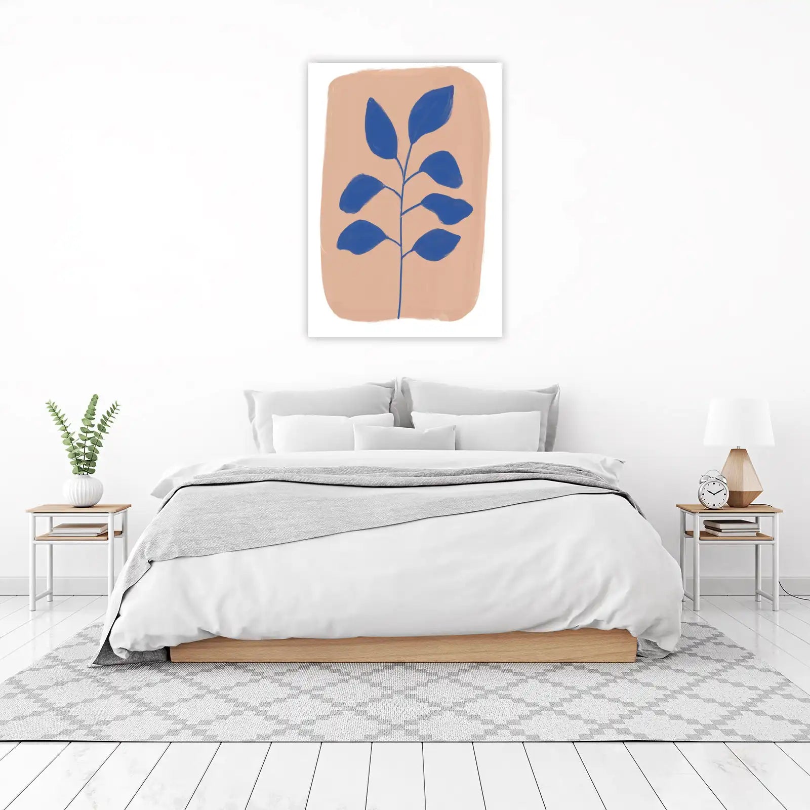 Abstract Blue Botanical Minimalist Wall Art