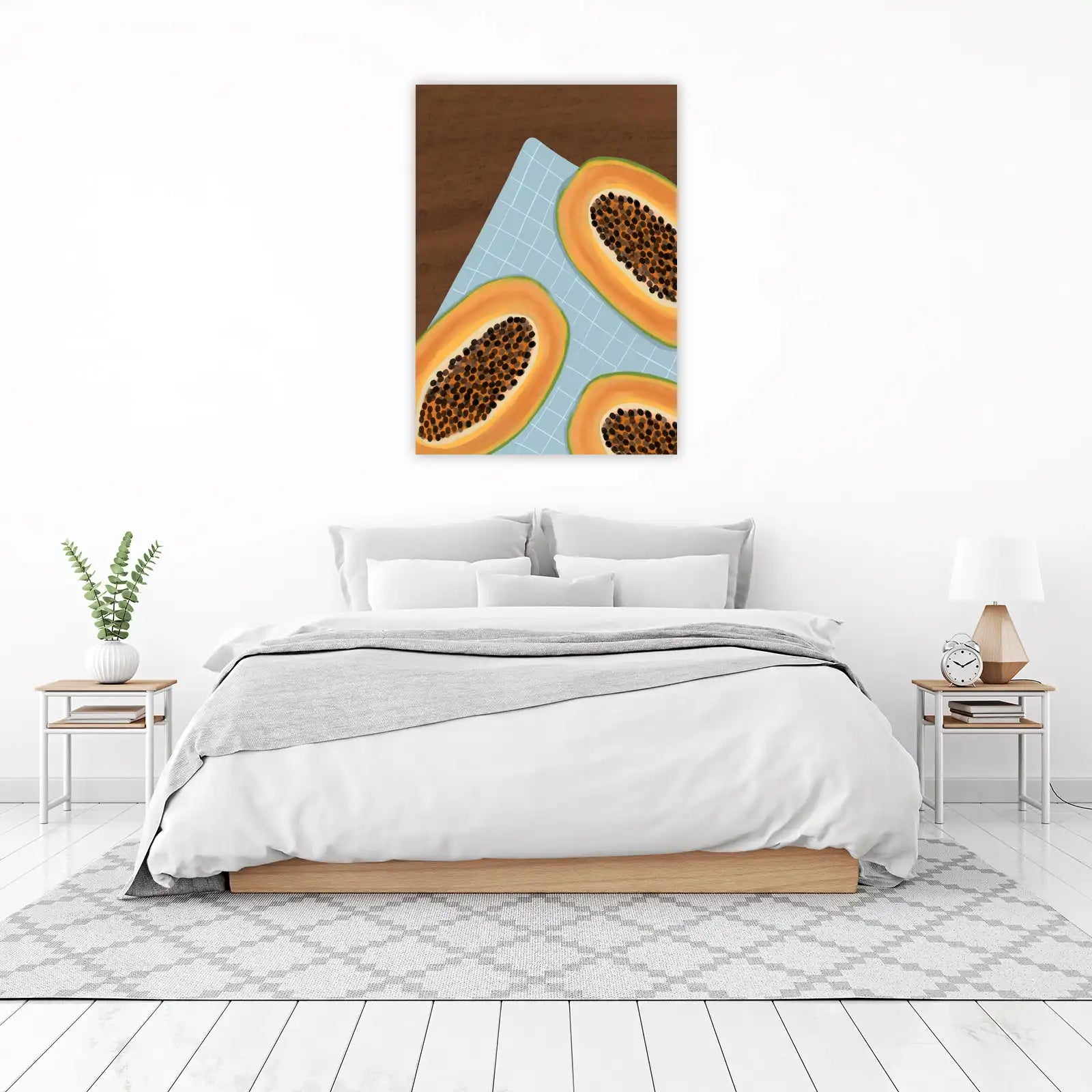 Vibrant Papaya Slice Tropical Fruit Wall Art