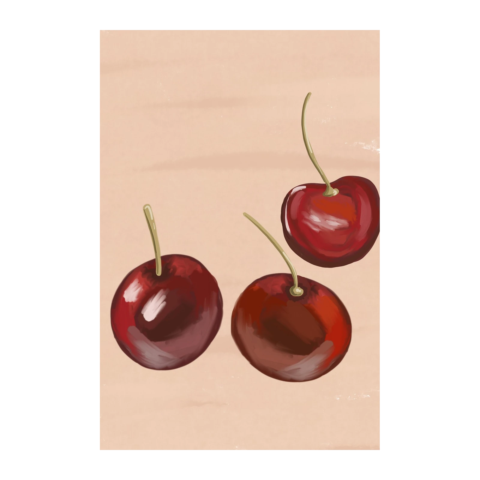 Juicy Red Cherries Botanical Art Wall Art