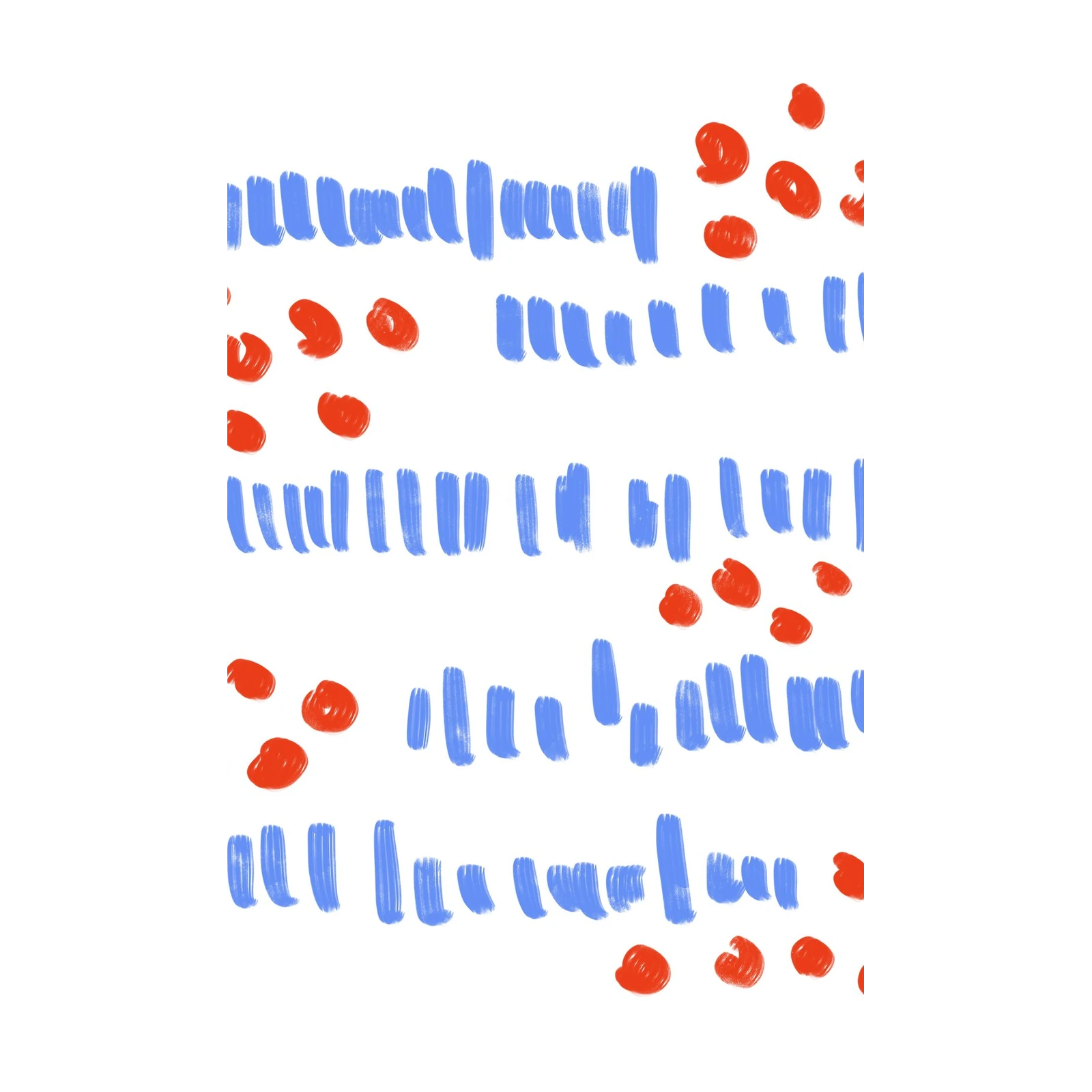 Abstract Blue & Red Strokes Wall Art