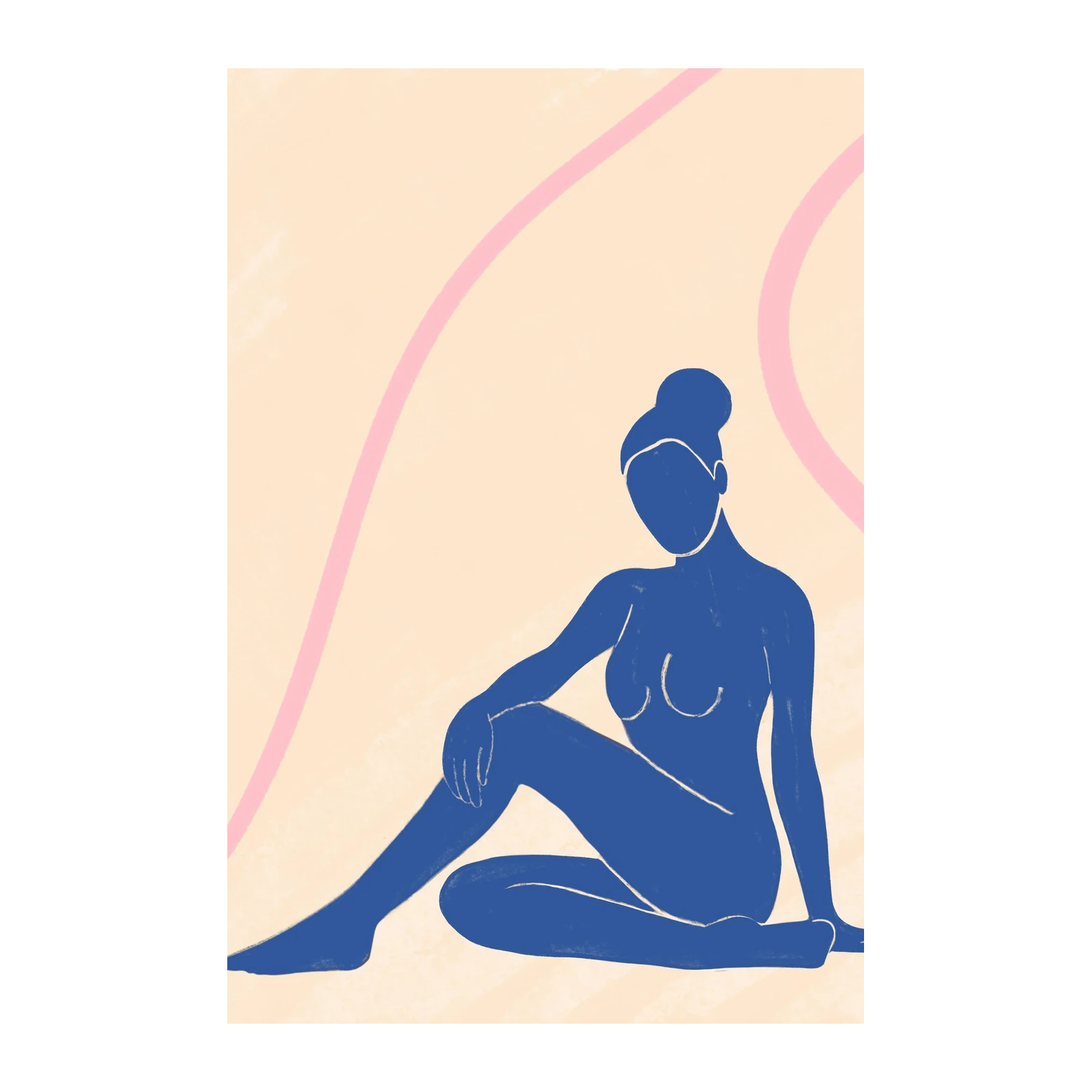 Serene Blue Figure Minimalist Wall Art