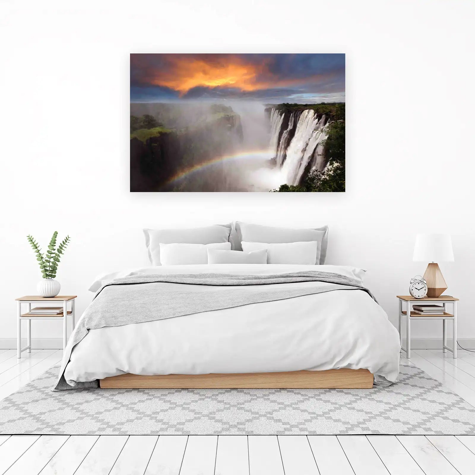 Majestic Rainbow Waterfall Wall Art