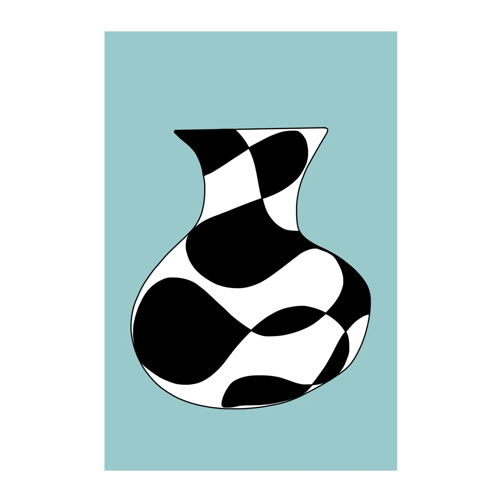 Abstract Vase Geometric Black & White Wall Art