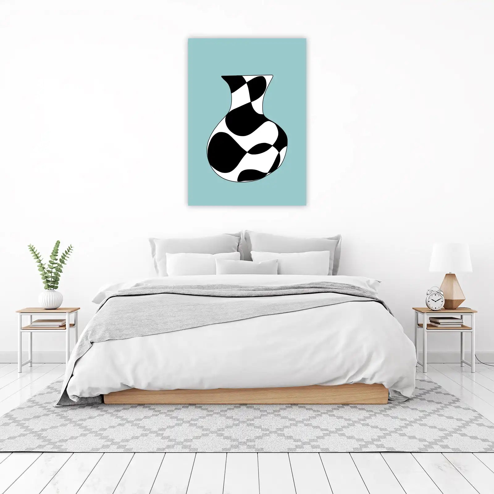 Abstract Vase Geometric Black & White Wall Art