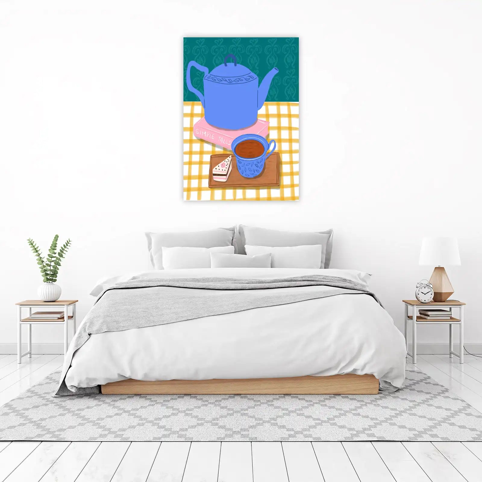 Blue Teapot & Cake Still Life Wall Art