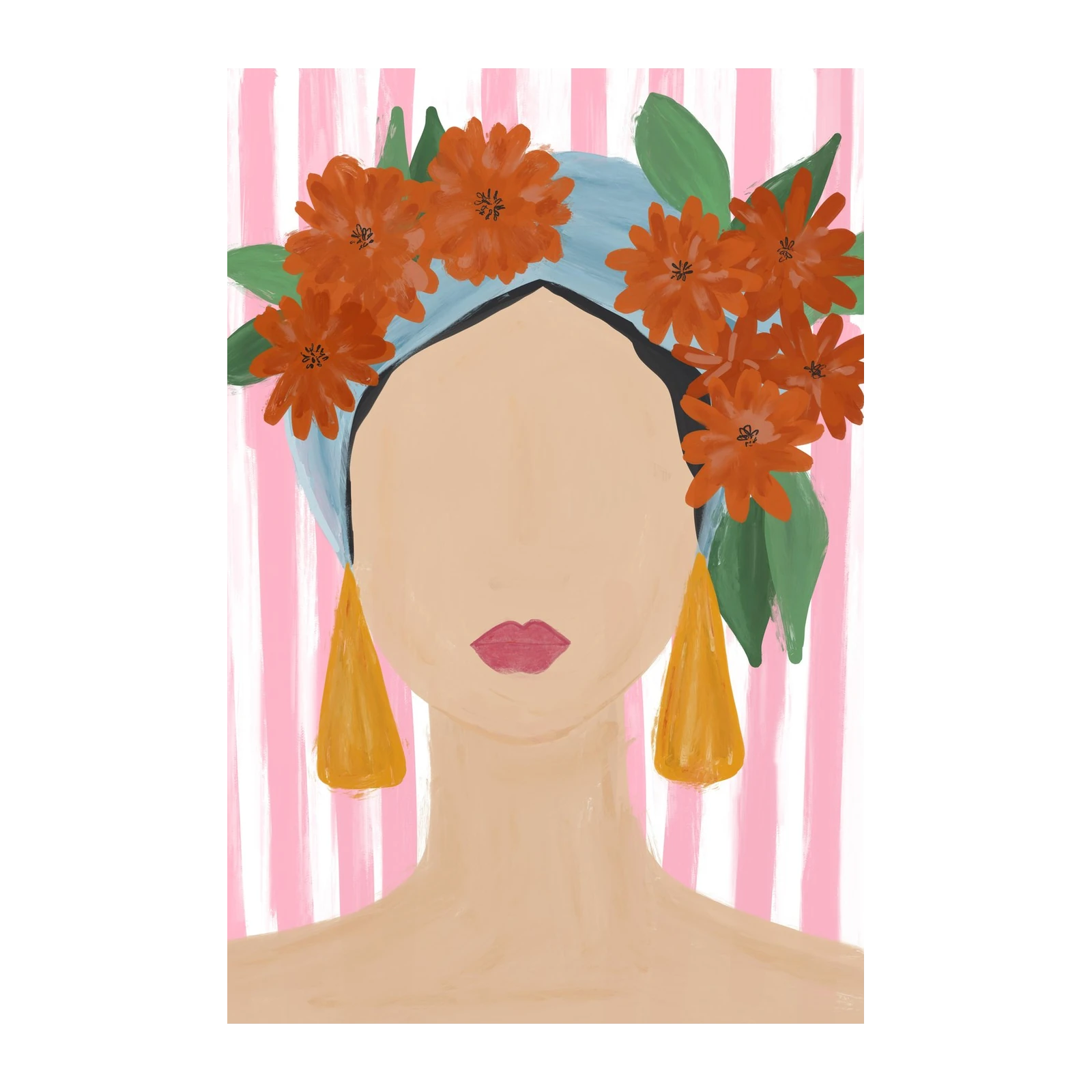 Vibrant Floral Headband Portrait Wall Art