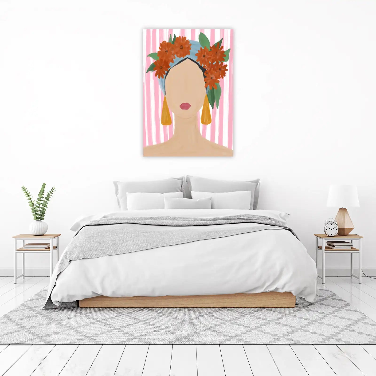 Vibrant Floral Headband Portrait Wall Art