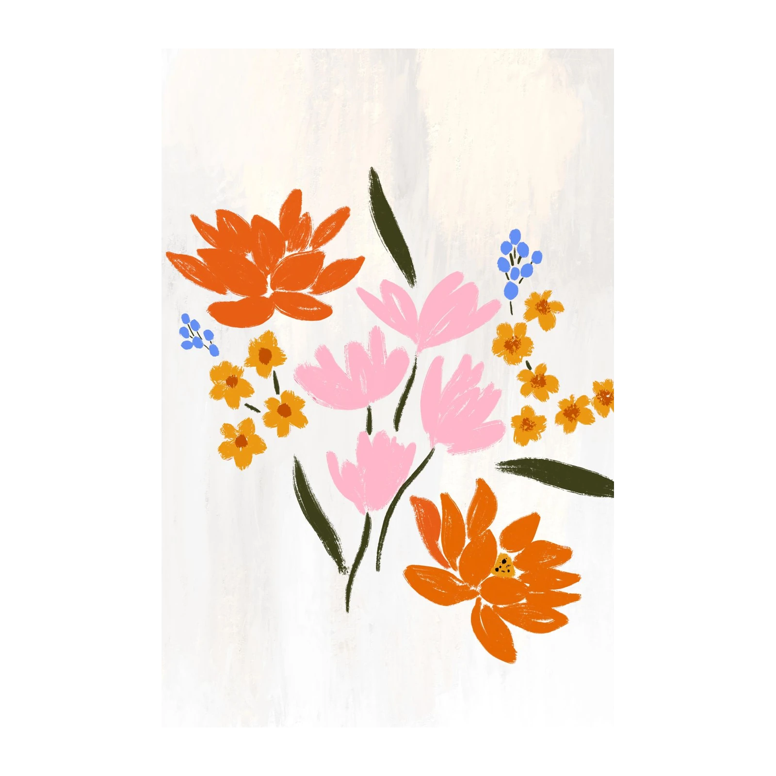 Vibrant Floral Burst Abstract Wall Art