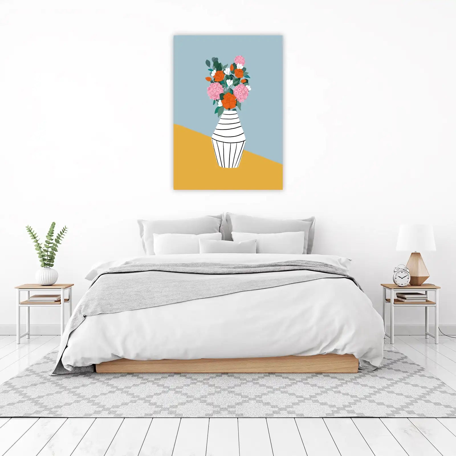 Vibrant Floral Vase Mid-Century Modern Wall Art