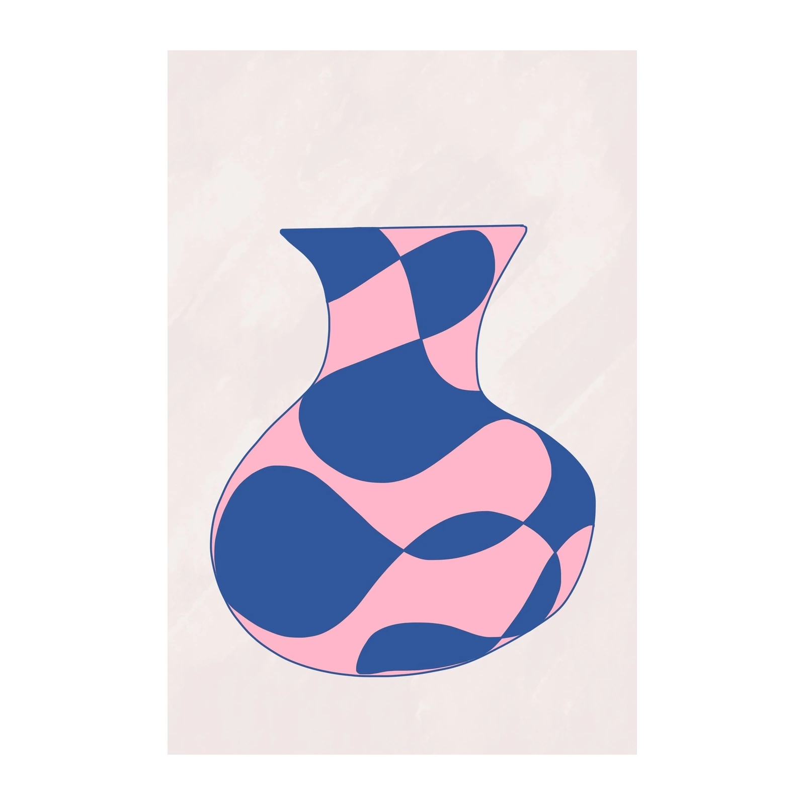 Abstract Boho Vase Pink Blue Wall Art