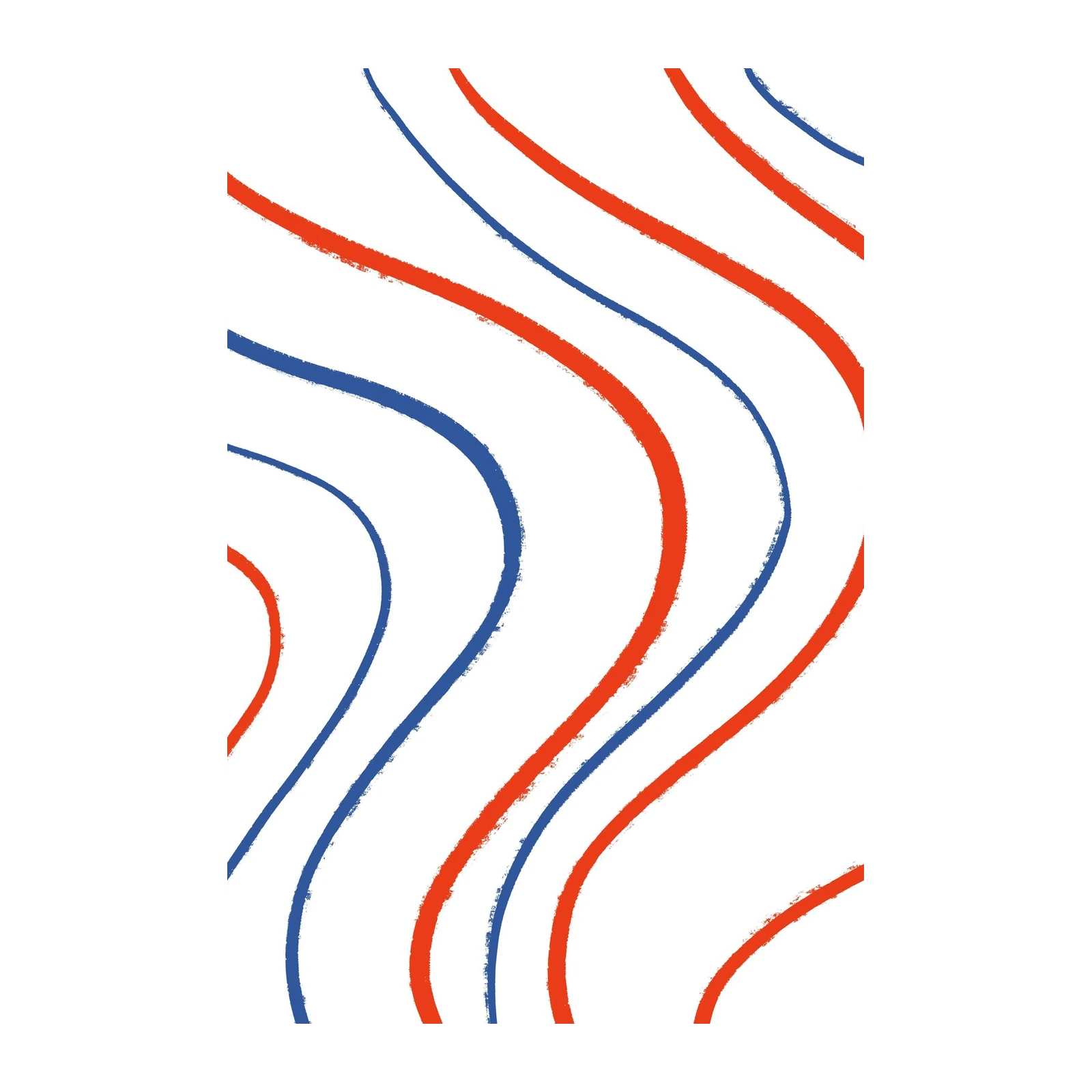 Abstract Red Blue Waves Wall Art