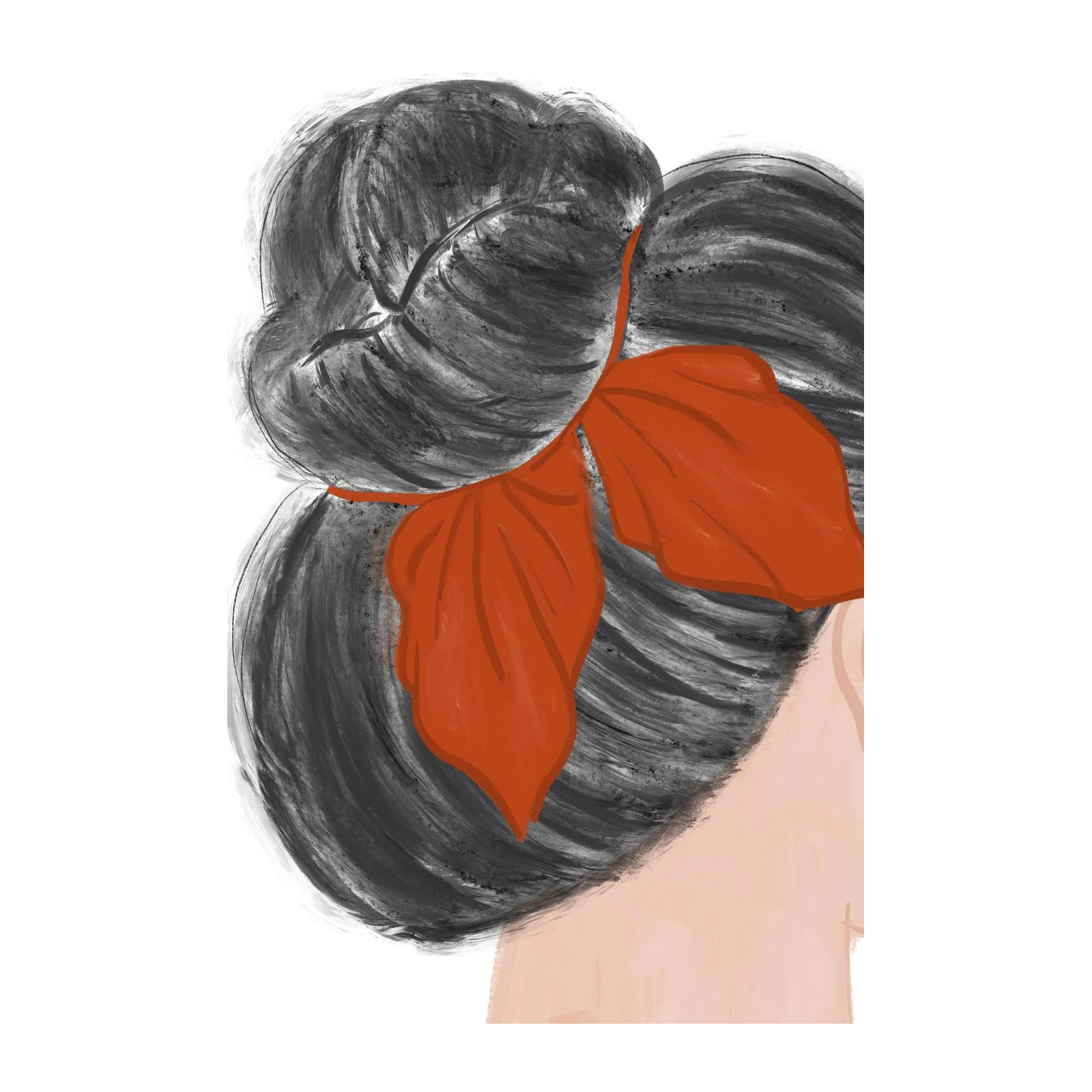 Chic Bun Red Bow Portrait Wall Art