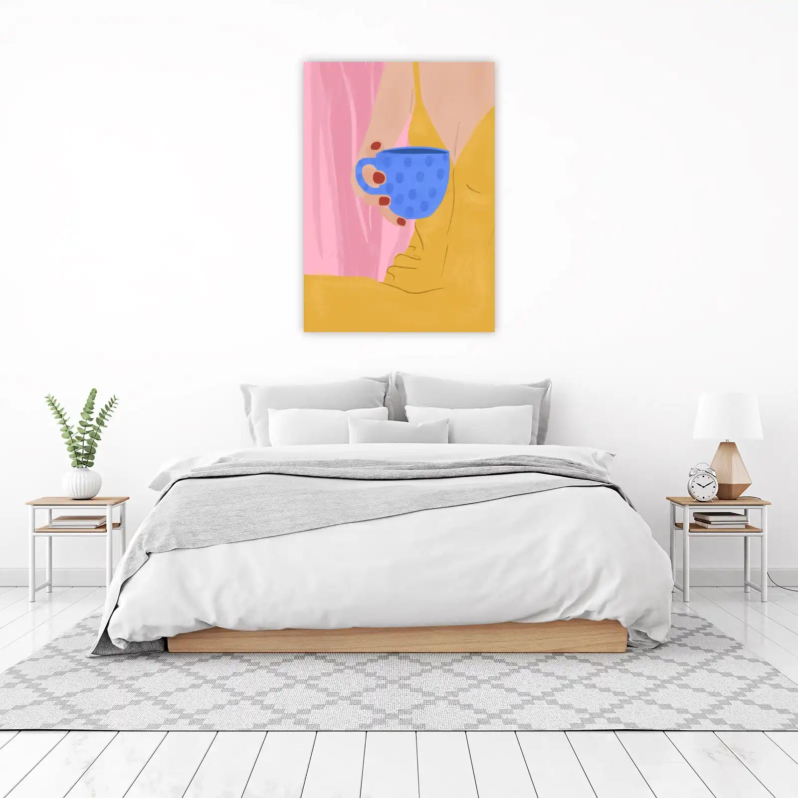 Cozy Morning Vibes Polka Dot Mug Wall Art