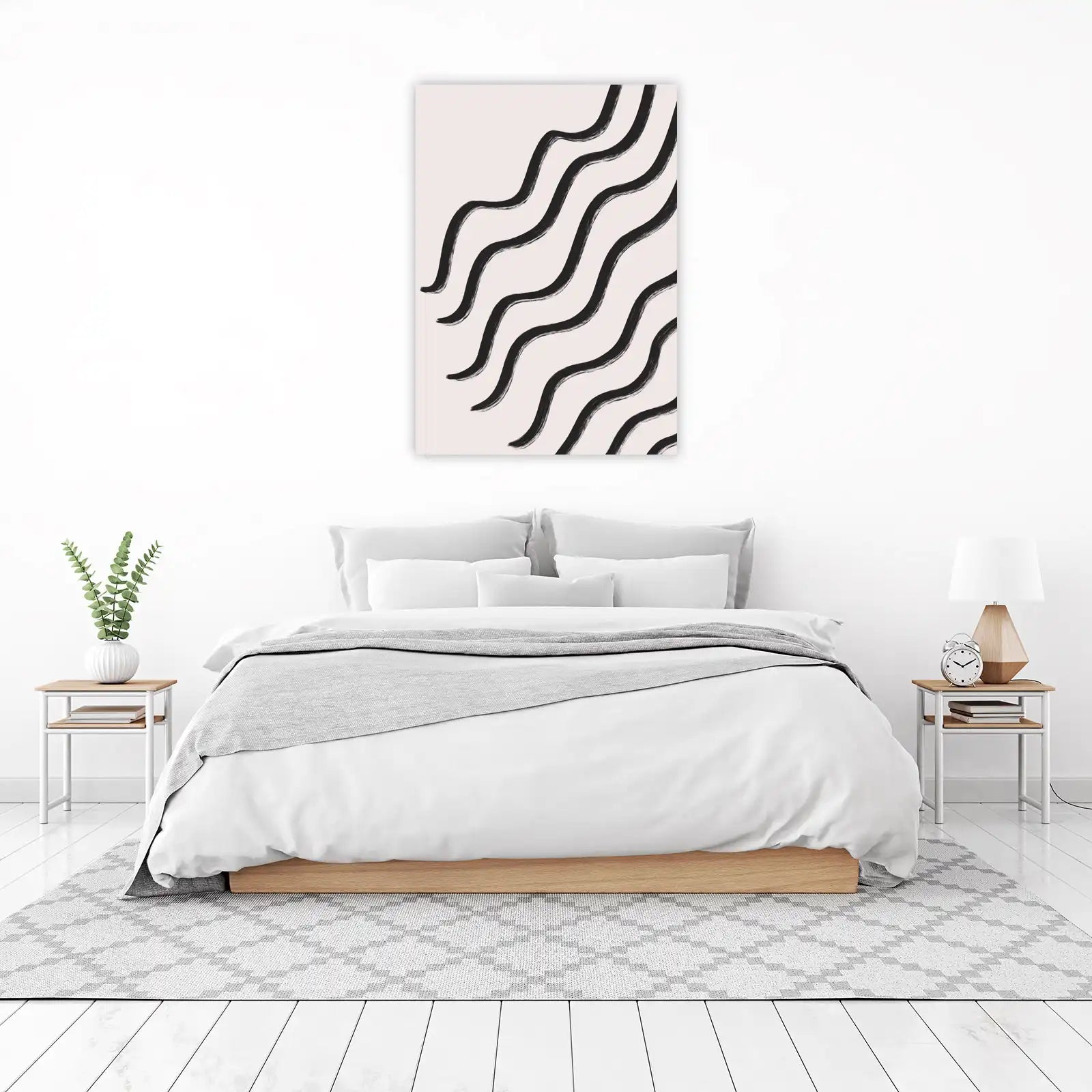Abstract Black Waves Minimalist Wall Art