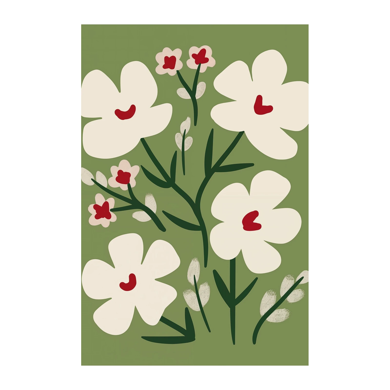 Boho Floral Mid Century Modern Wall Art
