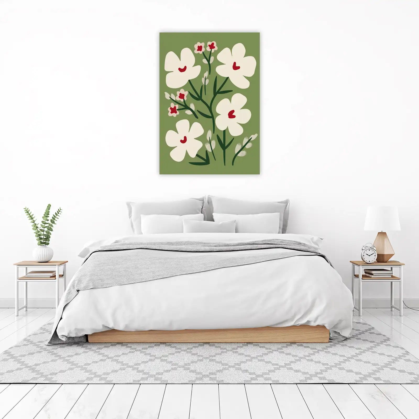 Boho Floral Mid Century Modern Wall Art