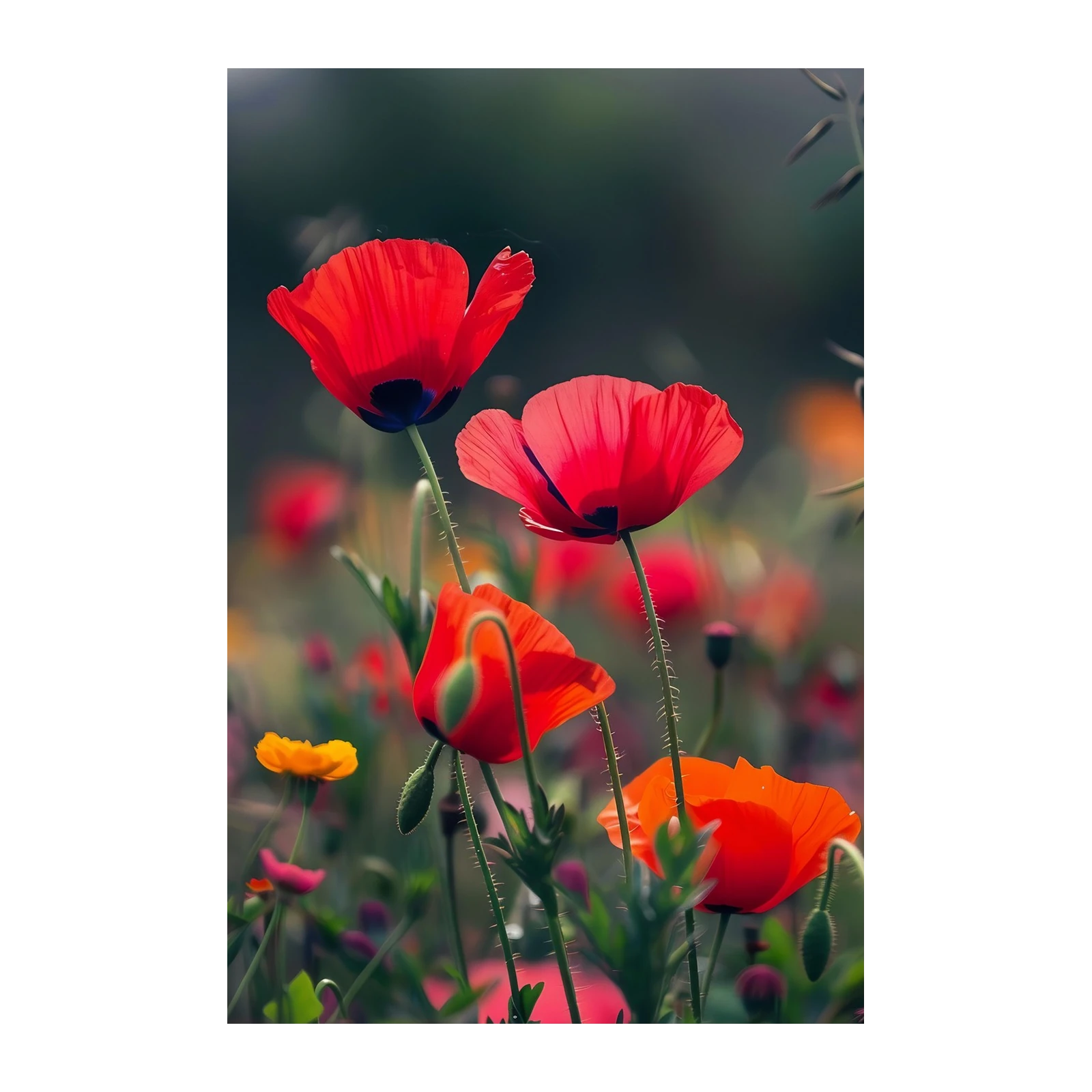 Vibrant Red Poppies Field Wall Art