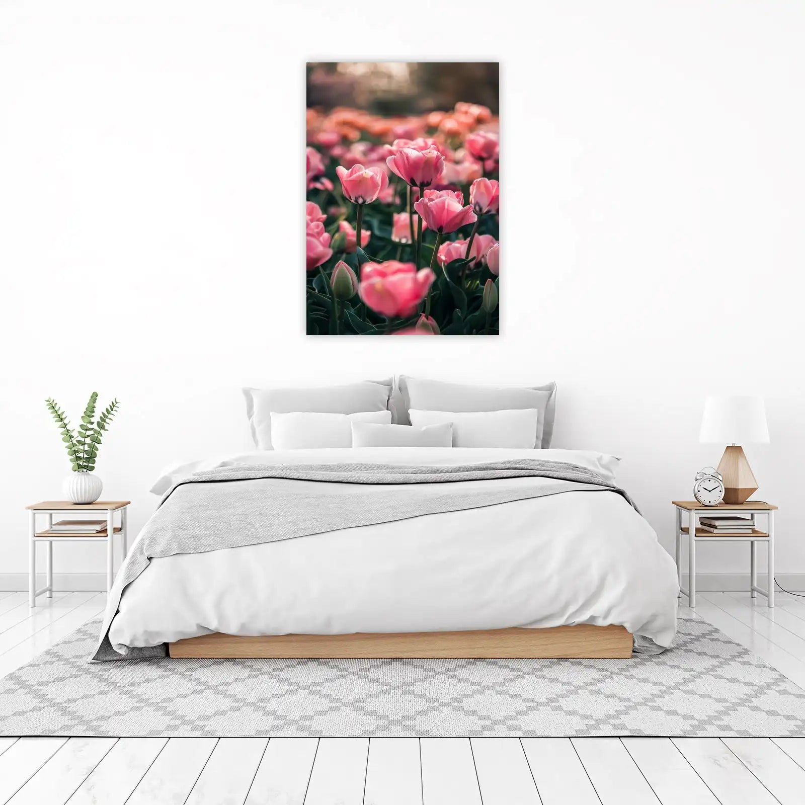 Serene Pink Tulips Garden Wall Art