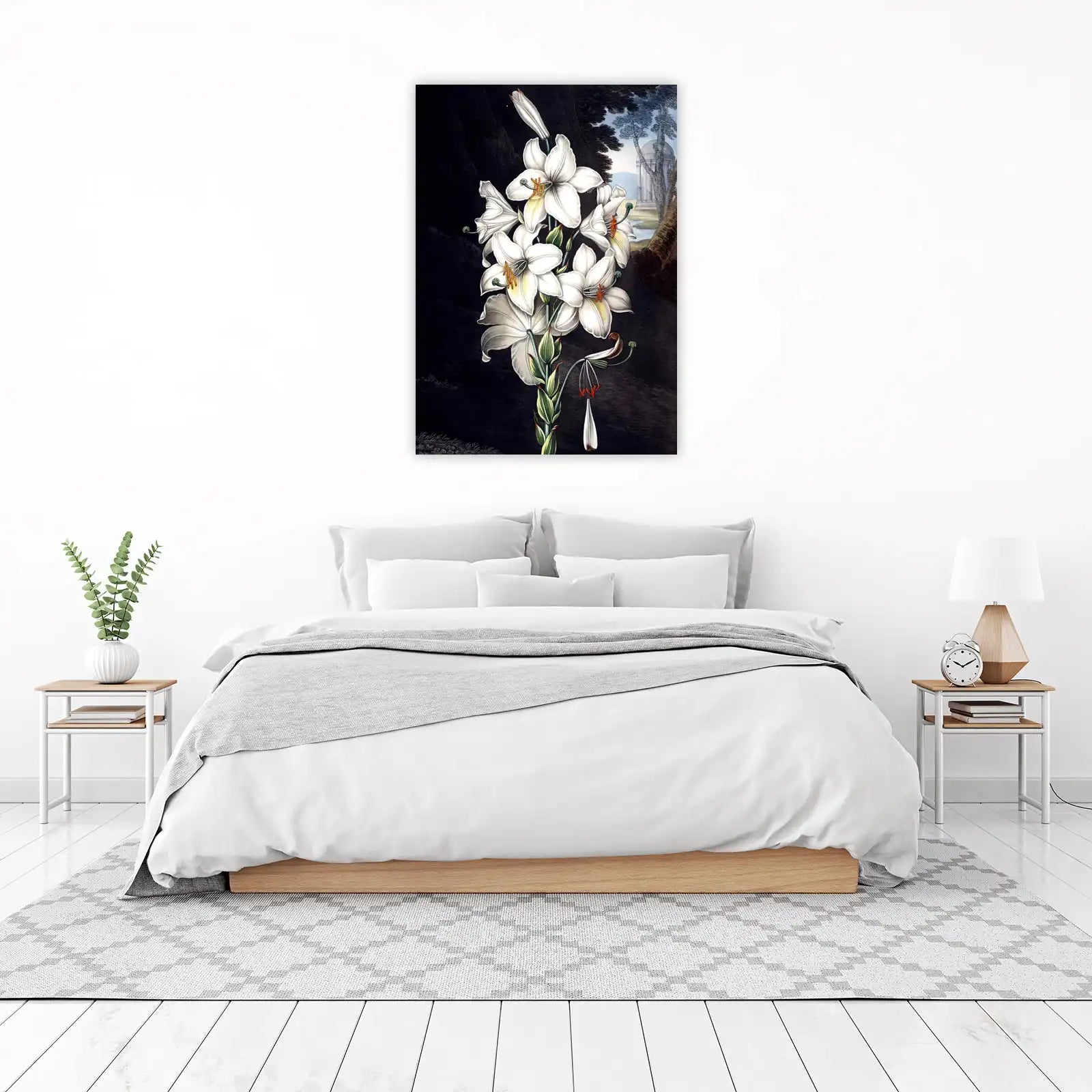 Elegant White Lily Botanical Art Wall Art