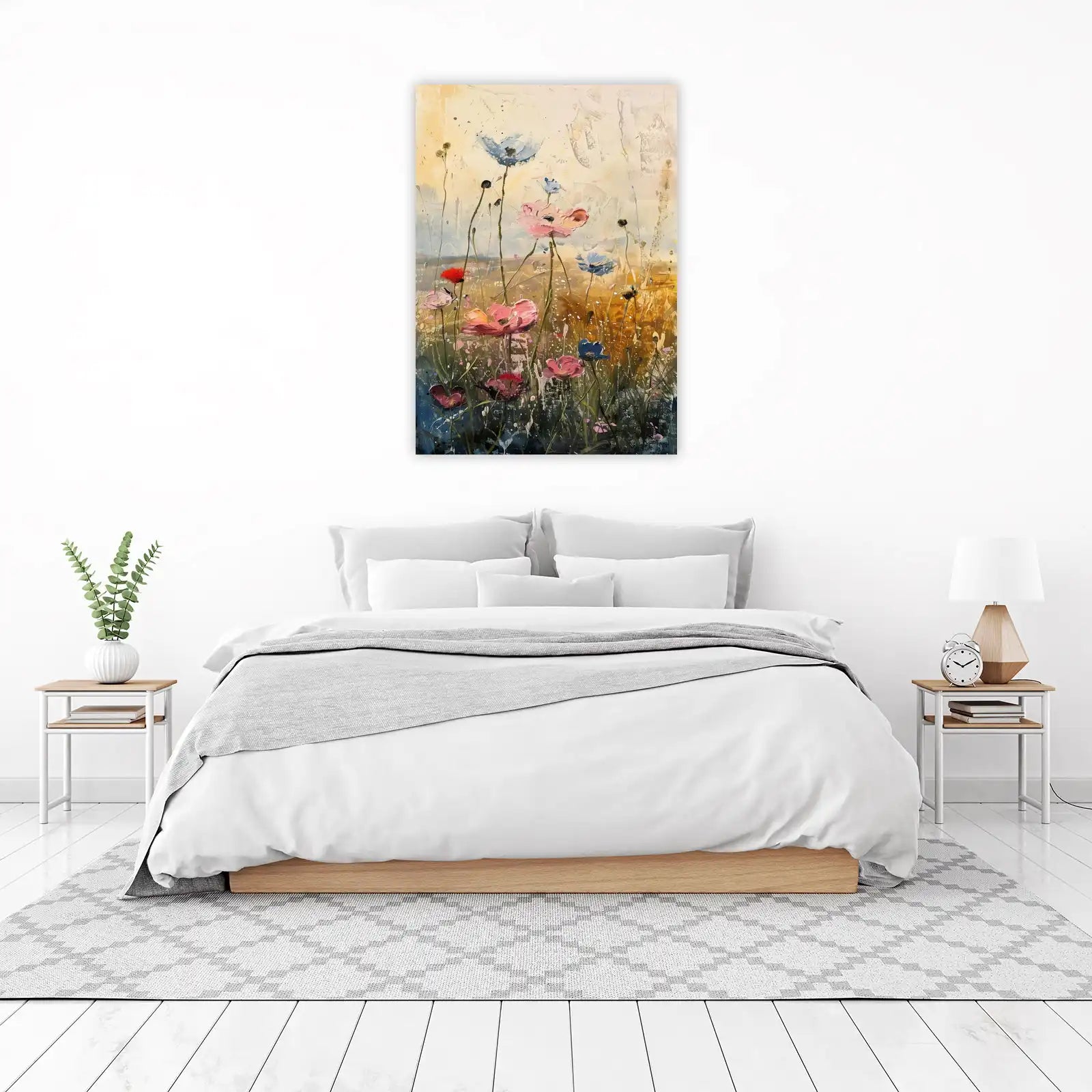 Whimsical Poppy Field Textured Wall Art