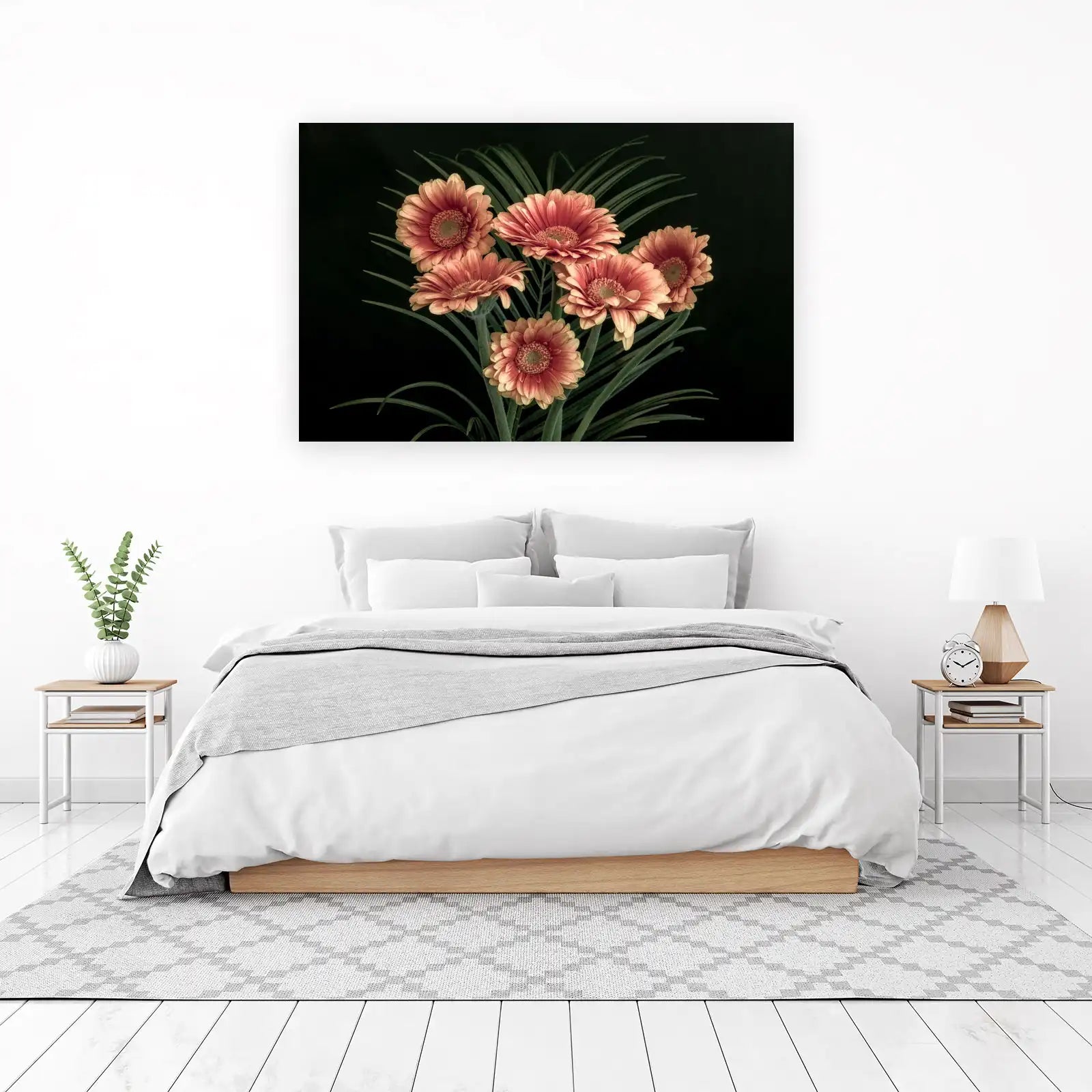 Coral Gerbera Daisy Botanical Wall Art