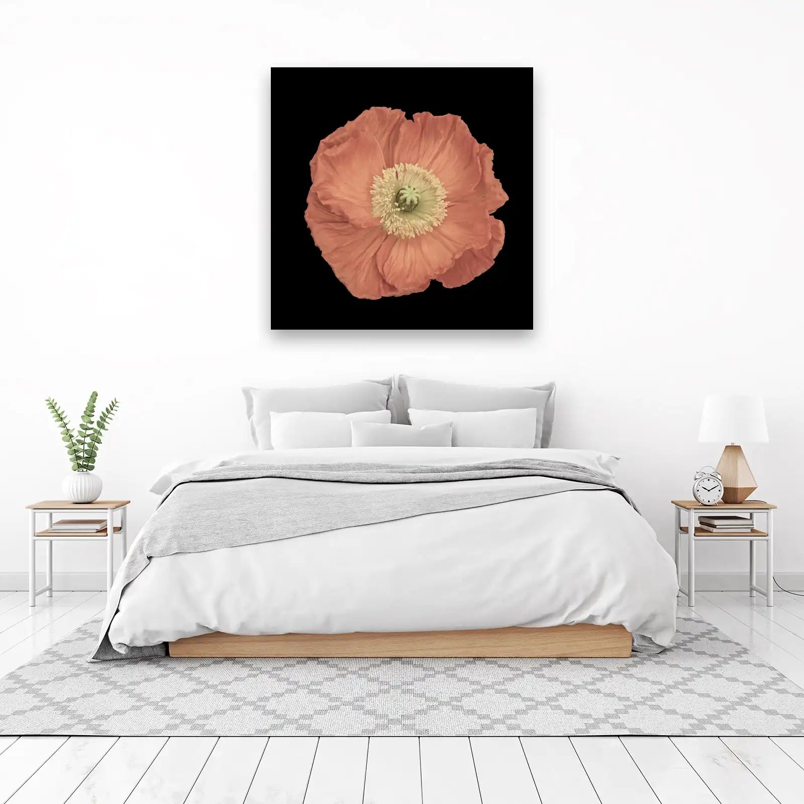 Elegant Coral Poppy Blossom Wall Art