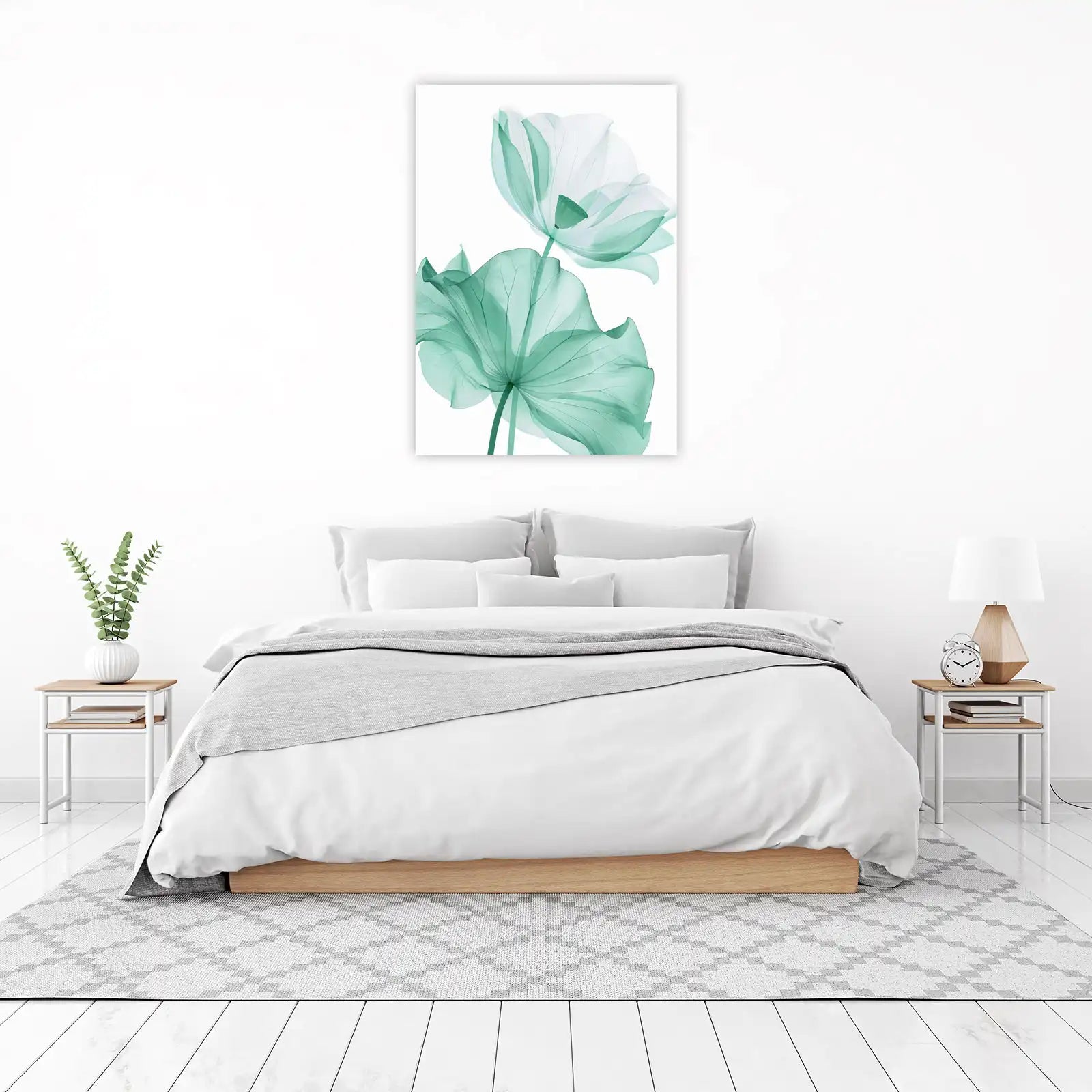 Serene Aqua Lotus Bloom Wall Art