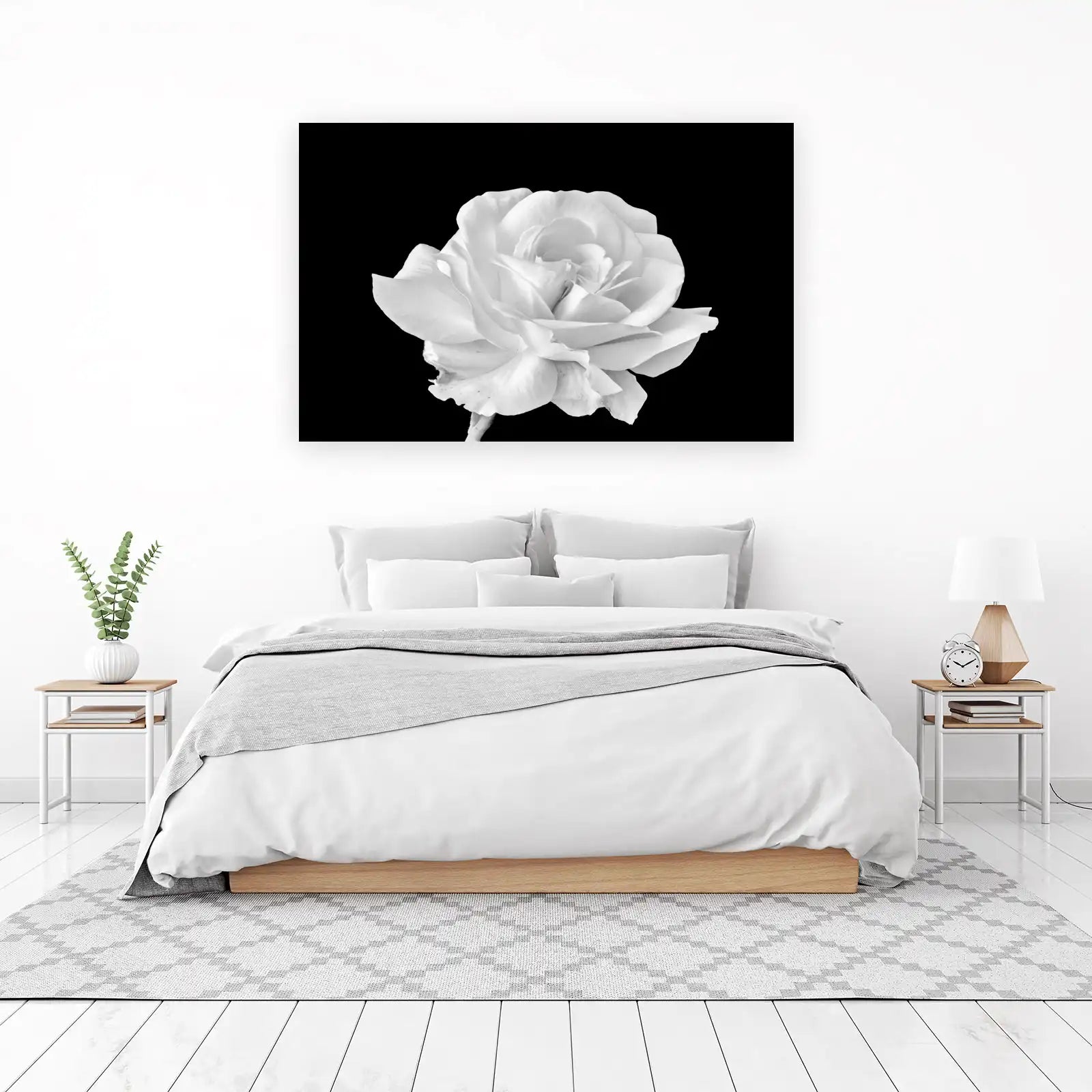 Elegant White Rose Macro Wall Art Art
