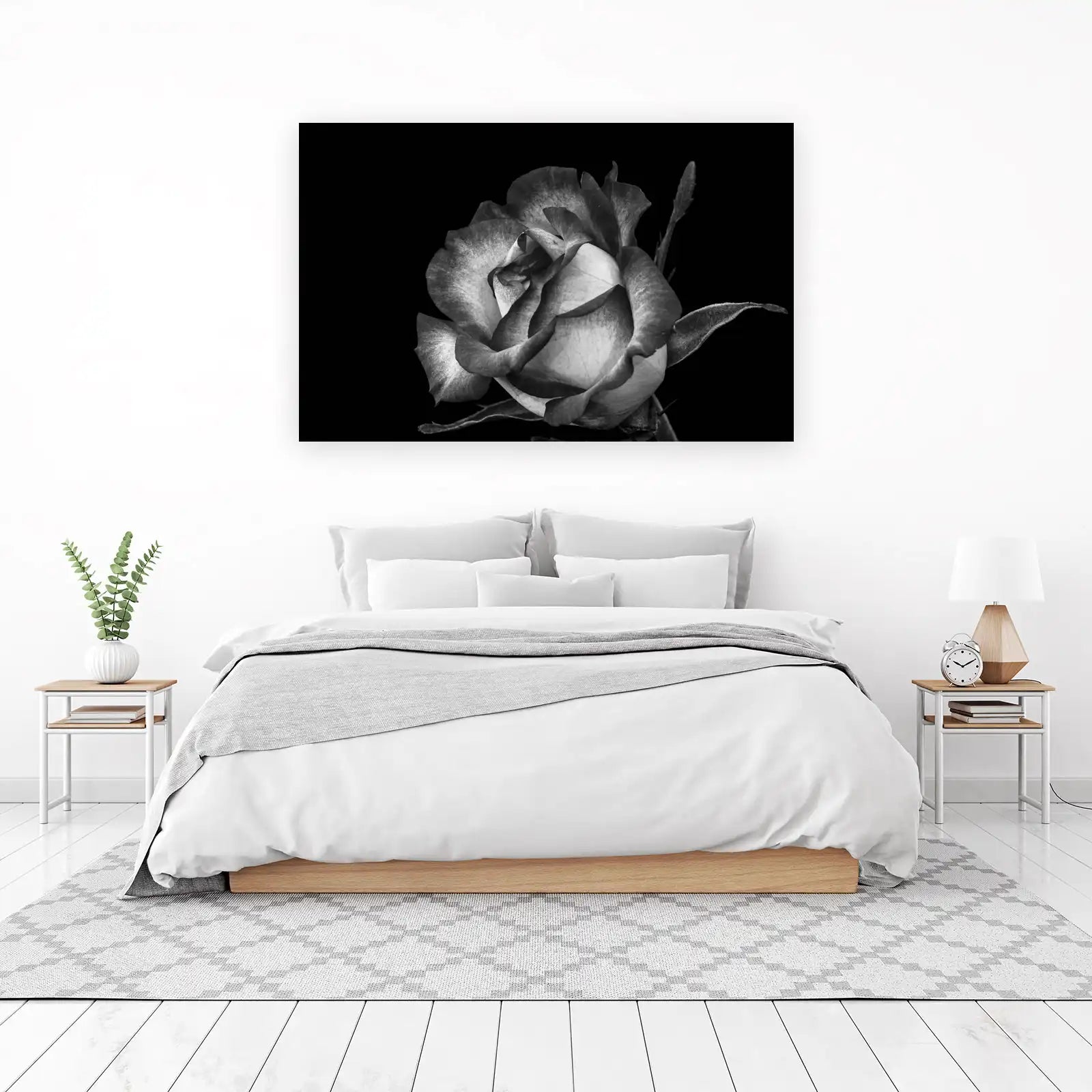Elegant Rose Macro Black and White Wall Art