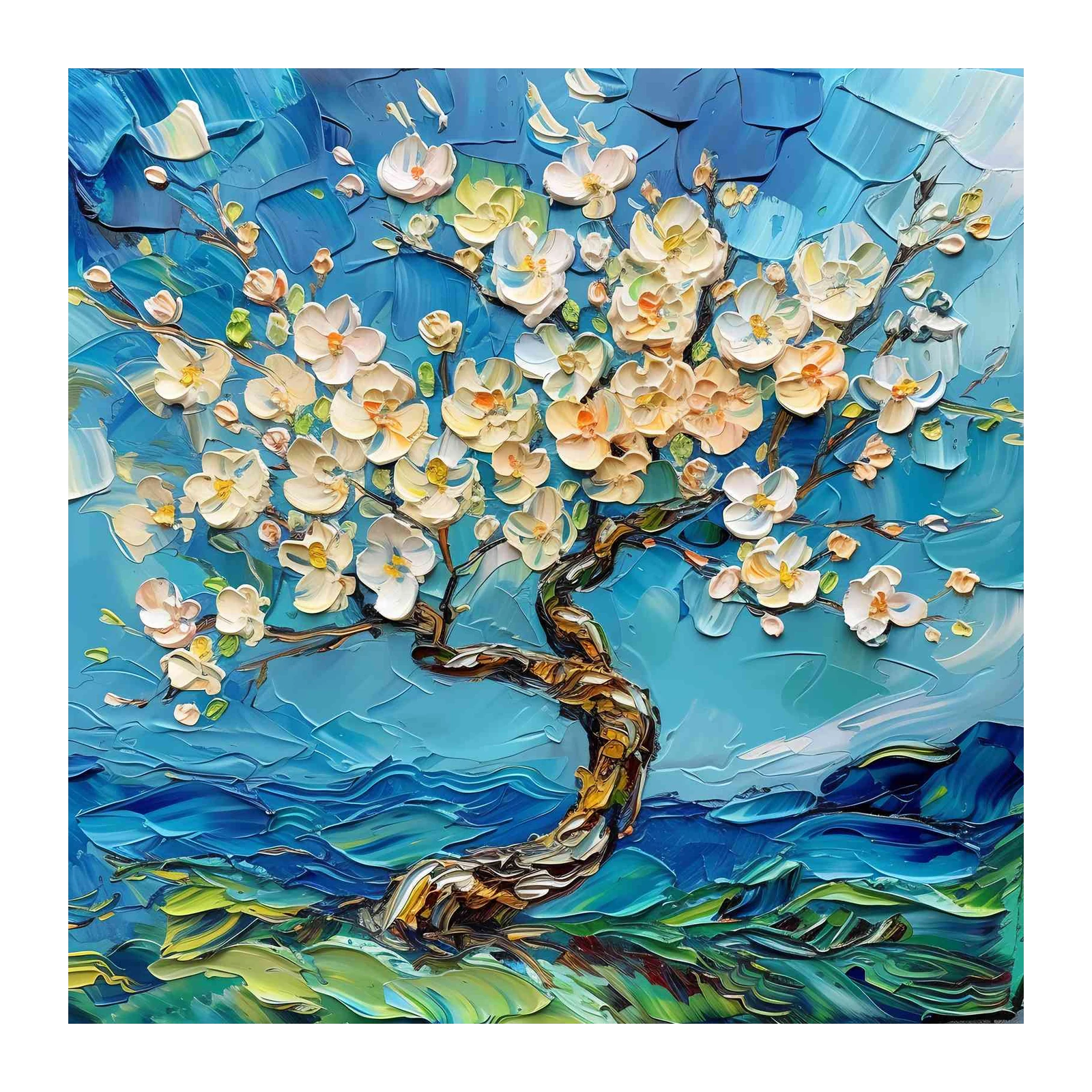 Textured Cherry Blossom Tree Wall Art