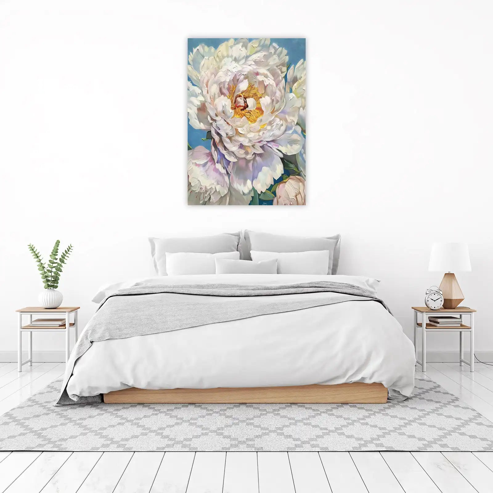 Elegant White Peony Floral Wall Art