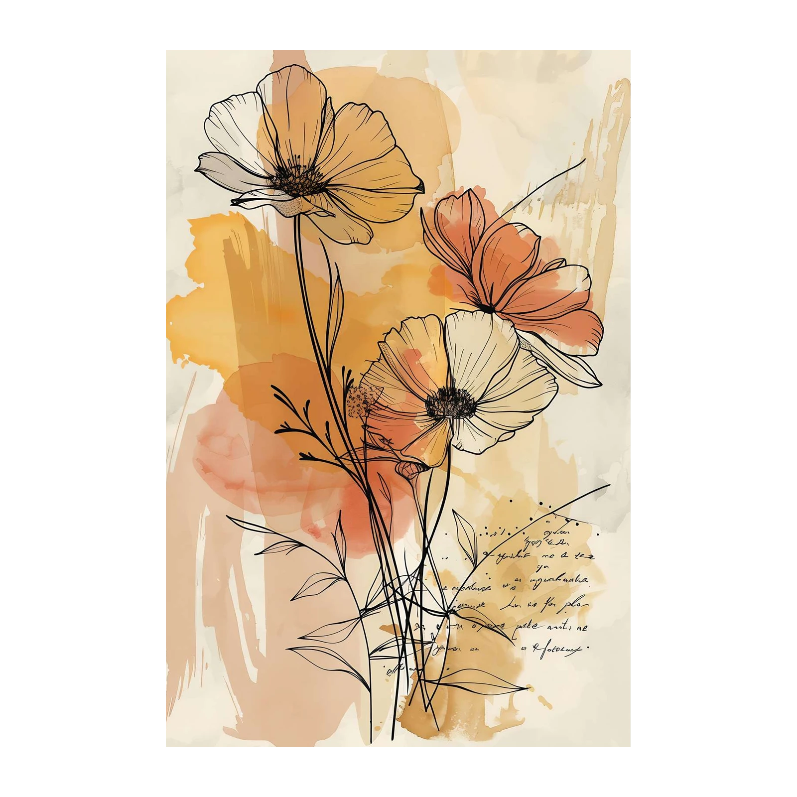 Abstract Floral Botanical Line Art Wall Art