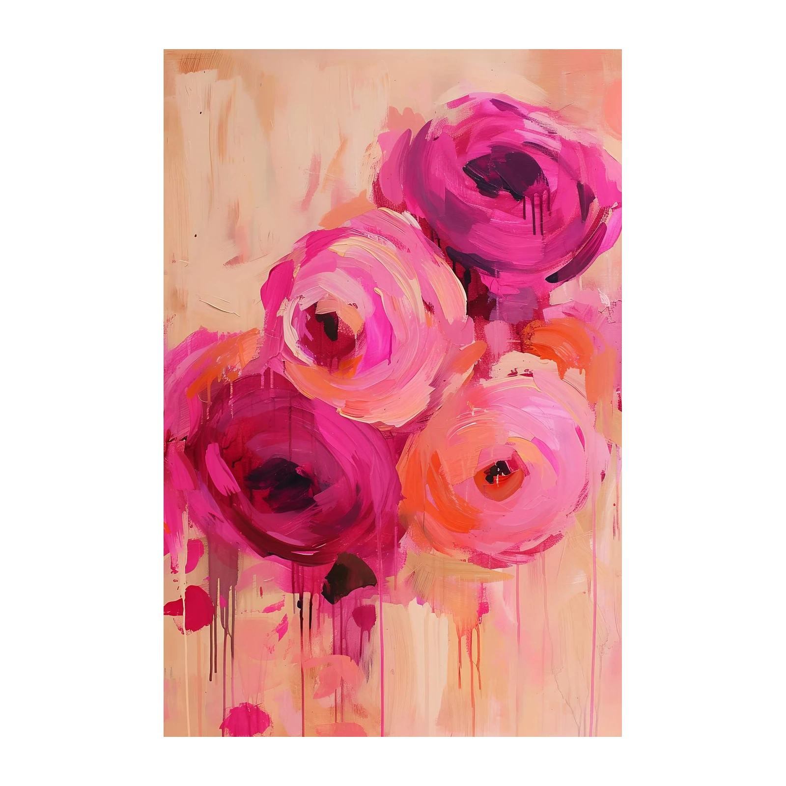 Vibrant Pink Floral Burst Wall Art